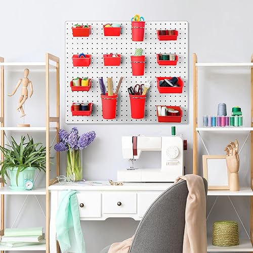 Miniatura 5 de Roowest Juego de 60 cubos de tablero de clavijas, organizador de pared con ganchos y bucles, surtido de ganchos para clavijas, accesorio organizador