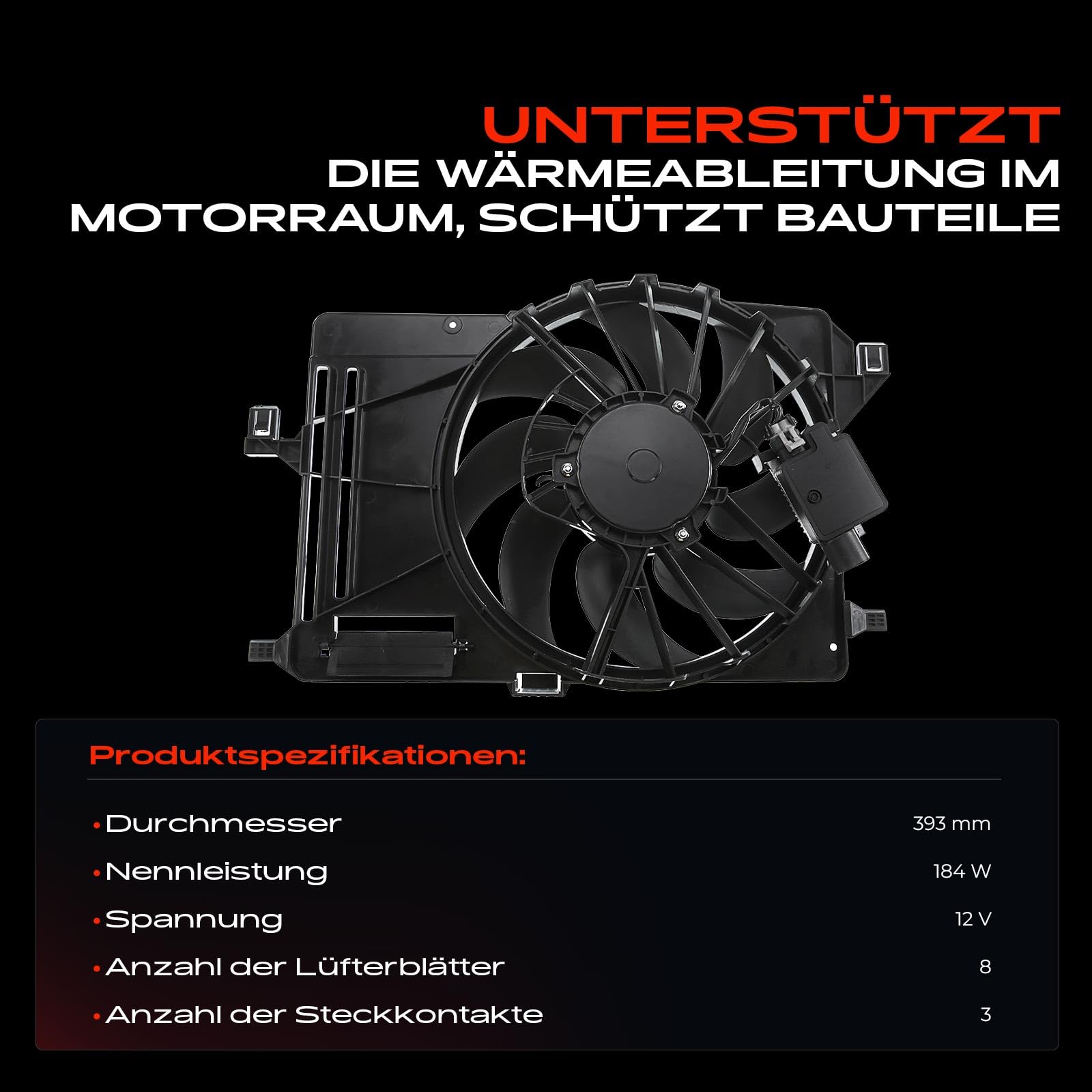 Wentylator chłodzący 2-biegunowy do C-Max II DXA/CB7 Focus III Grand C-Max DXA/CB7 2010-2019 8V61-8C607-EB
