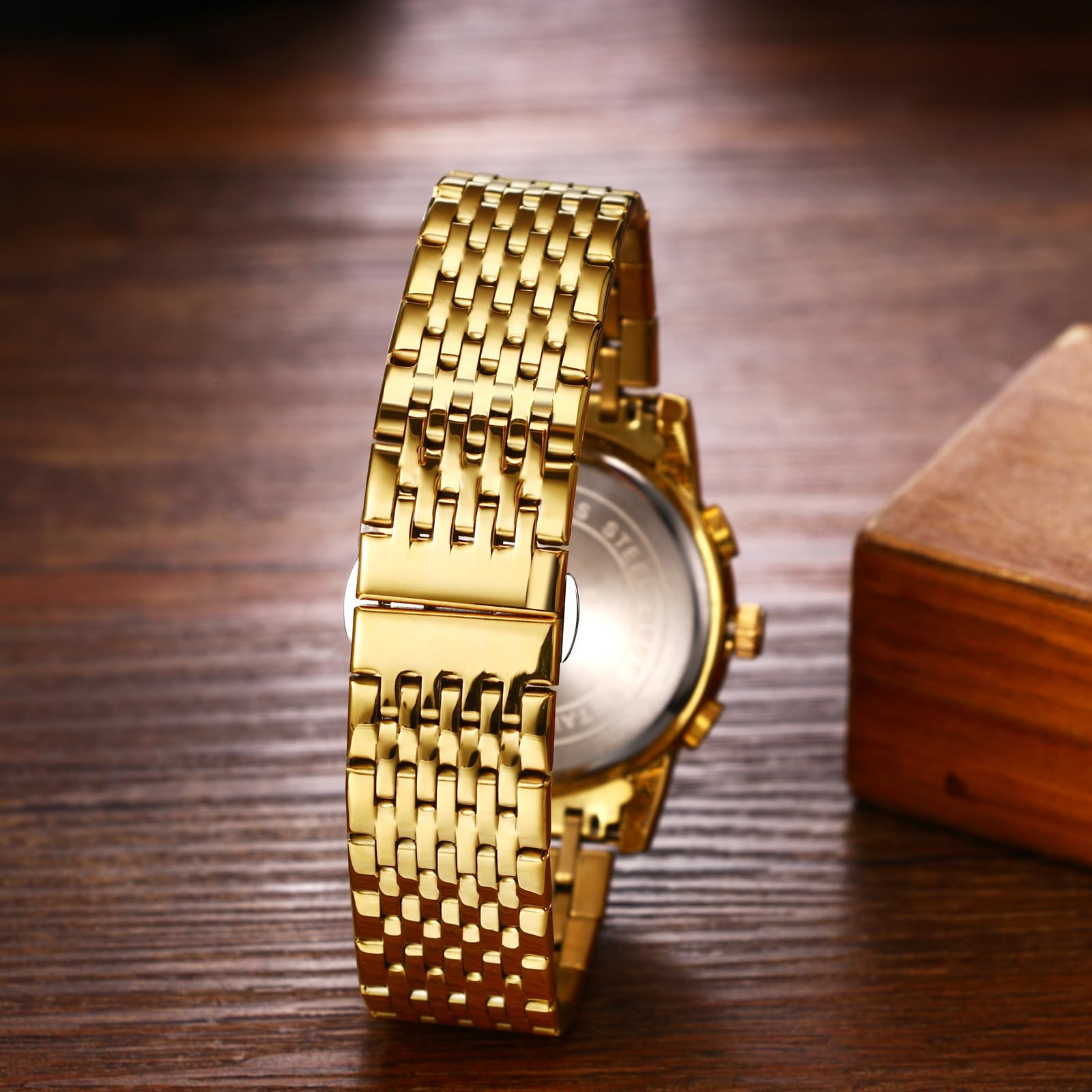 JewelryWe Orologio Quadrantini Impermeabili da Uomo: Orologio da Polso con Calendario con Zirconi Lucidi in Acciaio Inossidabile