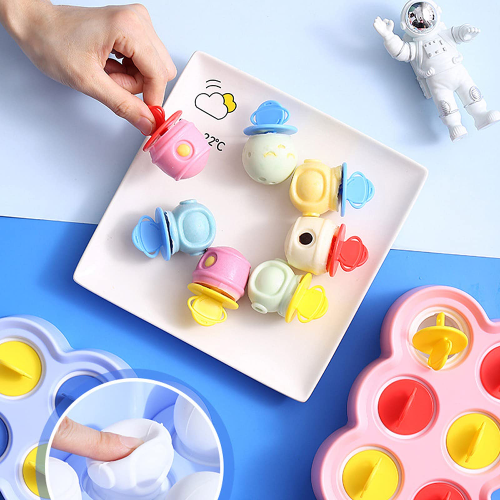 Molde de helado reutilizable fácil liberación Cómodo sostener for niños Fácil limpiar Se puede desmontar(Blue)