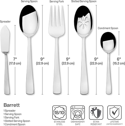 Miniatura 5 de Mikasa Barrett 18.10 - Juego de cubiertos de acero inoxidable, 45 piezas, servicio para 8