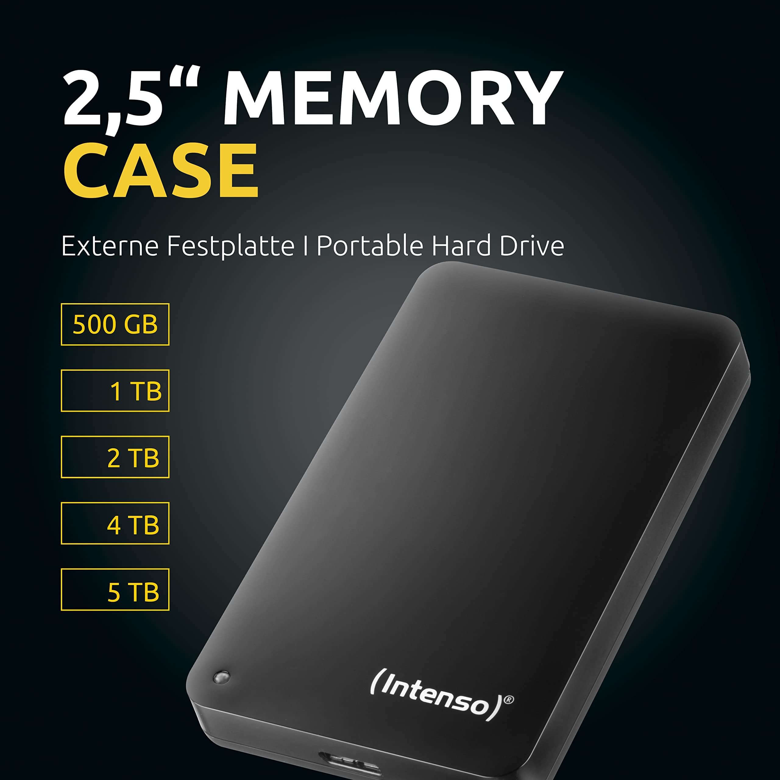 Intenso Memory Case 500 GB Externe Festplatte 2,5 Zoll USB 3.0 schwarz