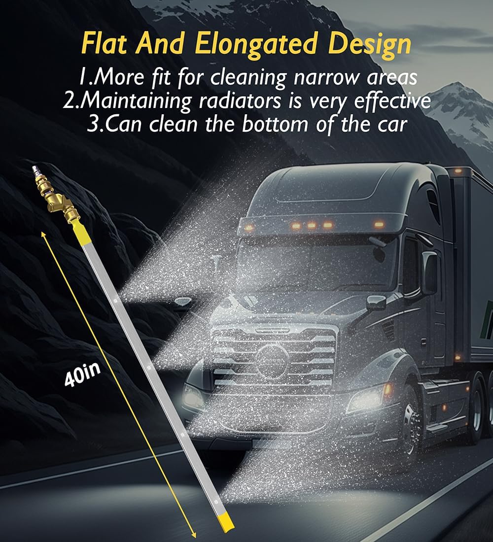 100cm/40in Radiator Cleaning Wand - Over 4500PSI Portable Pressure Washer Tool for Car Radiator Flush Kit with Adapter, Deep Clean Accessories (100cm/40in Cleaning Wand with Adapter)