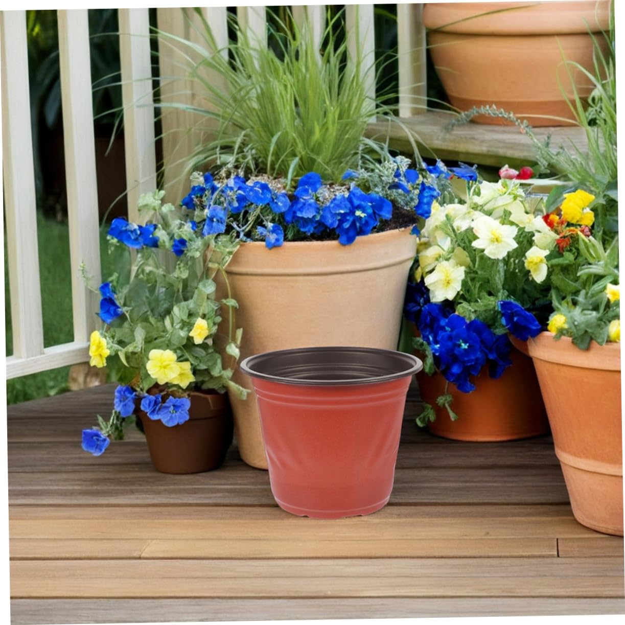 Abaodam 60 Pièces Lot de Mini Pots à Bicolores Plastique Petits Pots Ronds pour Semis Culture Intérieure Orchidées Cactus et Légumes pour et Balcon