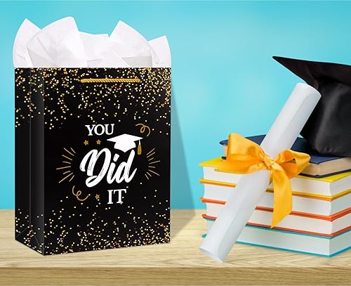 Miniatura 9 de PETCEE Bolsa de regalo de graduación de jardín de infantes para niños, preescolar You Did It, bolsas de regalo de graduación con papel de seda y
