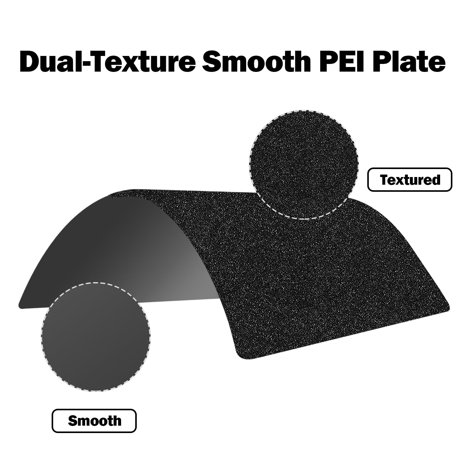 HzdaDeve P1S Bauplatte für Bambus Lab P2S/P1S/P1P/A1/X1C/X1E Dual-Textured und glatte PEI Platte Blatt 257.5x257.5MM beheiztes Bett Feder Stahl Flexible Plattform Schwarzes Brett