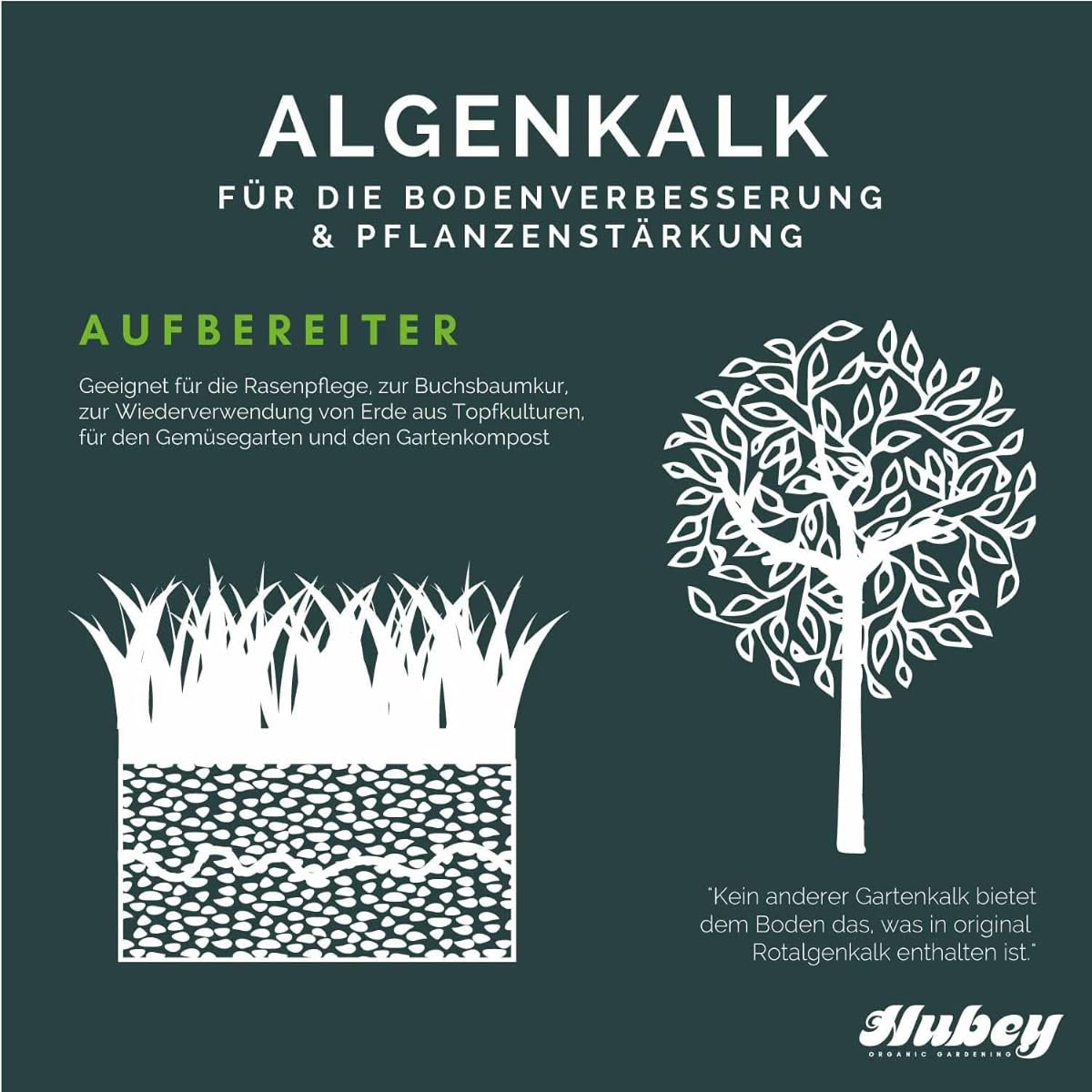 HUBEY Algenkalk 2,5 kg - Bio Gartenkalk für gesunde Pflanzen u. saftiges Gemüse - Natürlicher Bodenaktivator