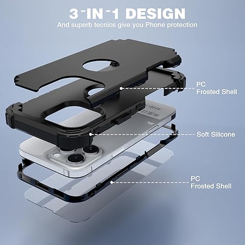 Miniatura 9 de IDweel Funda para iPhone 16 Pro Max con protector de pantalla, 3 en 1, a prueba de golpes, delgada, híbrida, resistente, cubierta de policarbonato