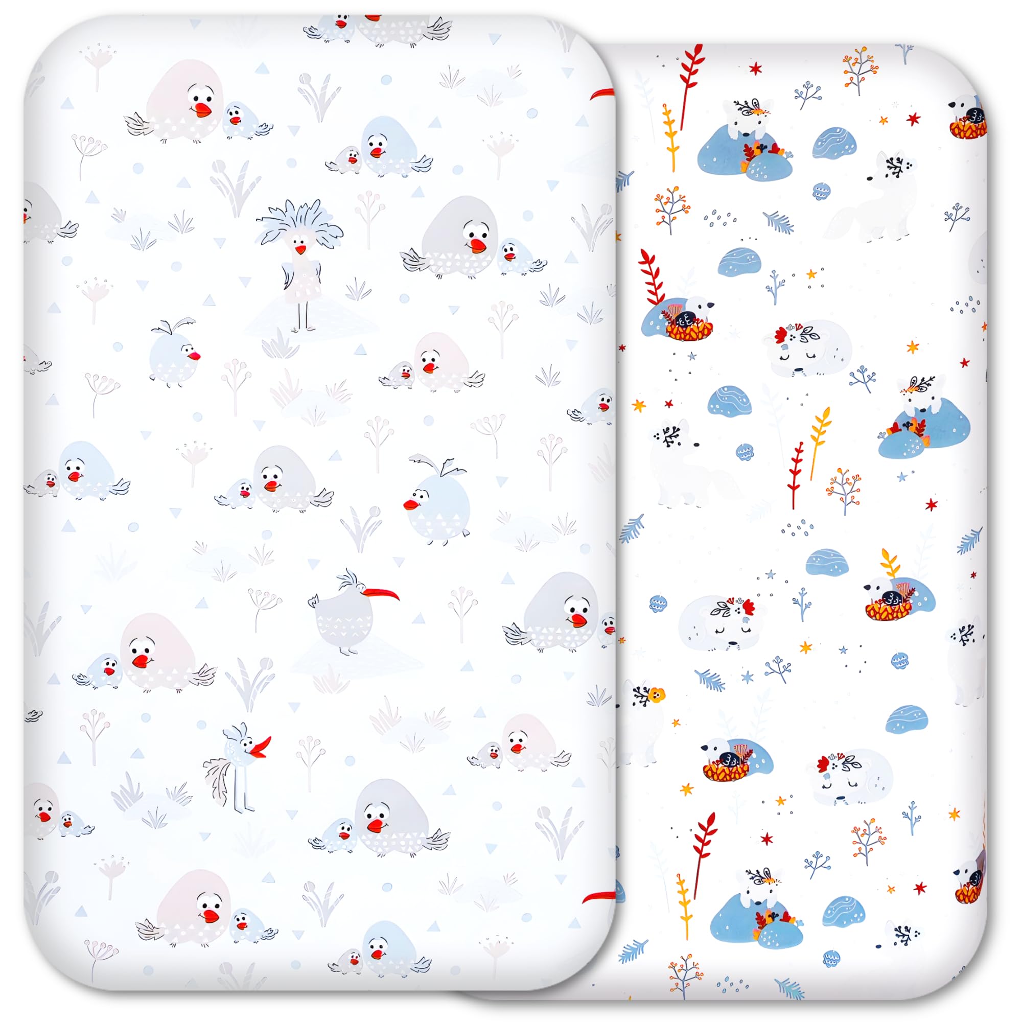 Next to Me Crib Sheets 83x50cm – 100% Cotton, Soft & Breathable Baby Bedding Set, 2-Pack Fitted Baby Crib Sheets for Bedside Cribs (Fluffy Friends, 83x50cm)
