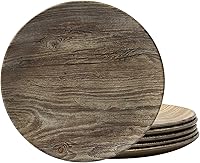 Vista 1 de TP Platos de cena de 11" de melamina, juego de 6 platos irrompibles para servir para interior y exterior, servicio para 6, grano de madera
