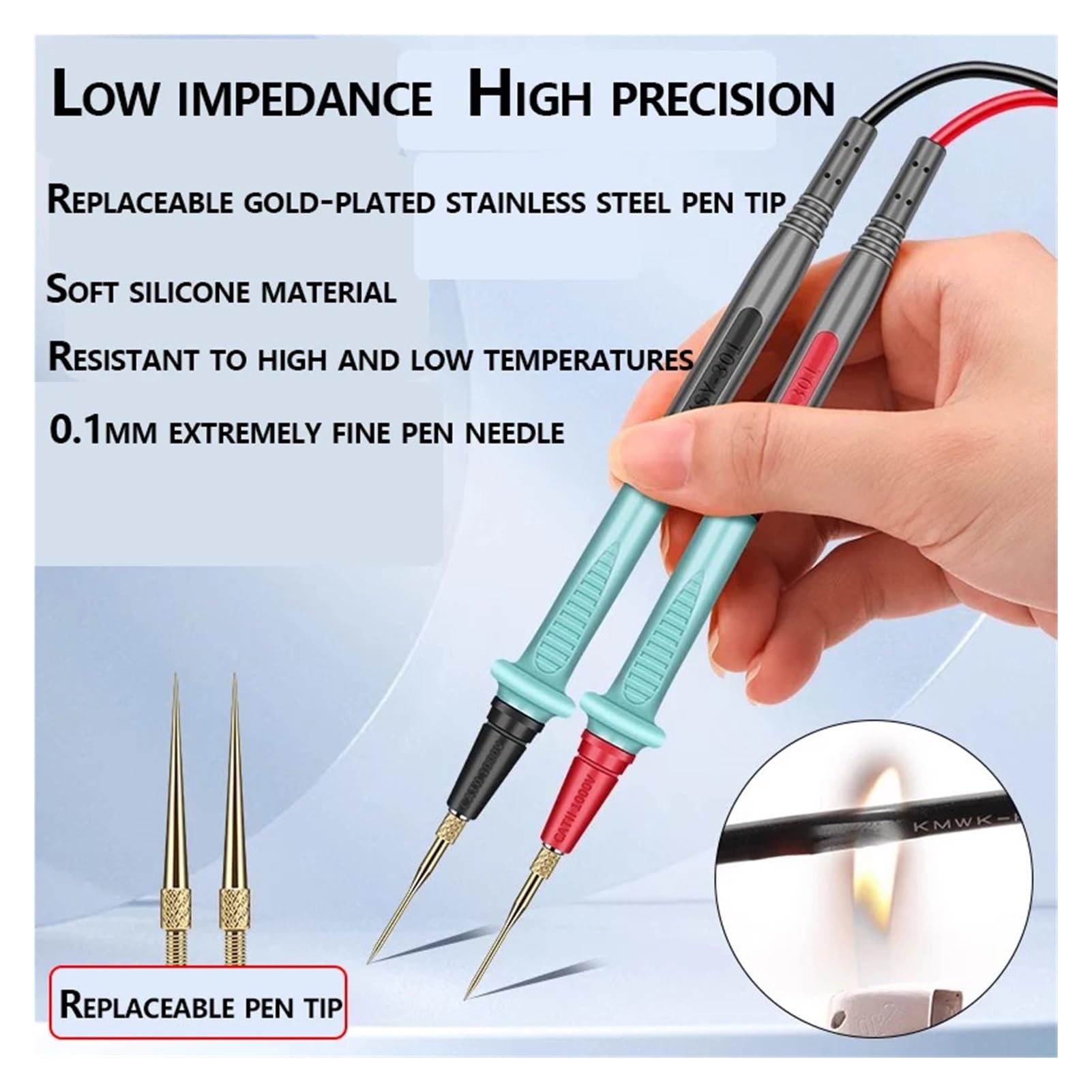 Digital Multimeter Probes, 1000V 10A Universal Needle Tip Test Leads(AC 151)