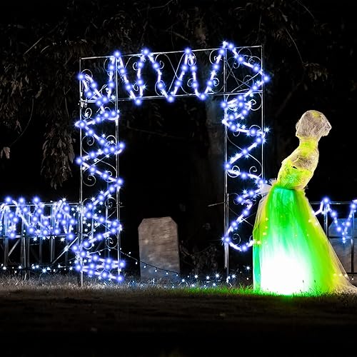 Miniatura 5 de VIHOSE 4 luces solares de 100 pies cada una de 300 luces LED para exteriores, impermeables, para campamento, 8 modos, tira de luz de tubo de PVC