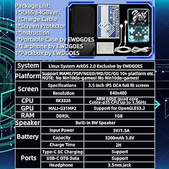 Amazon.co.jp: R36S ハンドヘルドゲームコンソール 3.5インチ