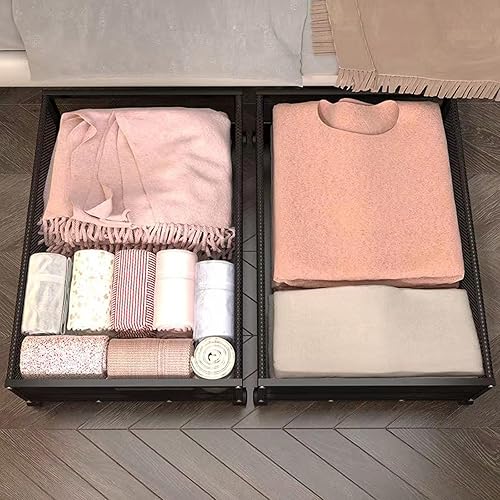 Miniatura 6 de steauty Almacenamiento debajo de la cama con ruedas, contenedores de almacenamiento de metal debajo de la cama con cubierta transparente, cajas de