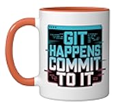 Git Happens Commit To It Dev Workflow Programmer Coder - Ceramic Mug, Orange/White