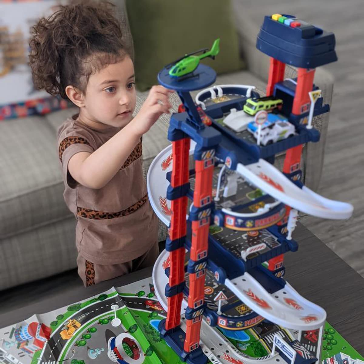 UNIH City Ultimate Garage Toys for Boys, Tower Toy Cars Garage with