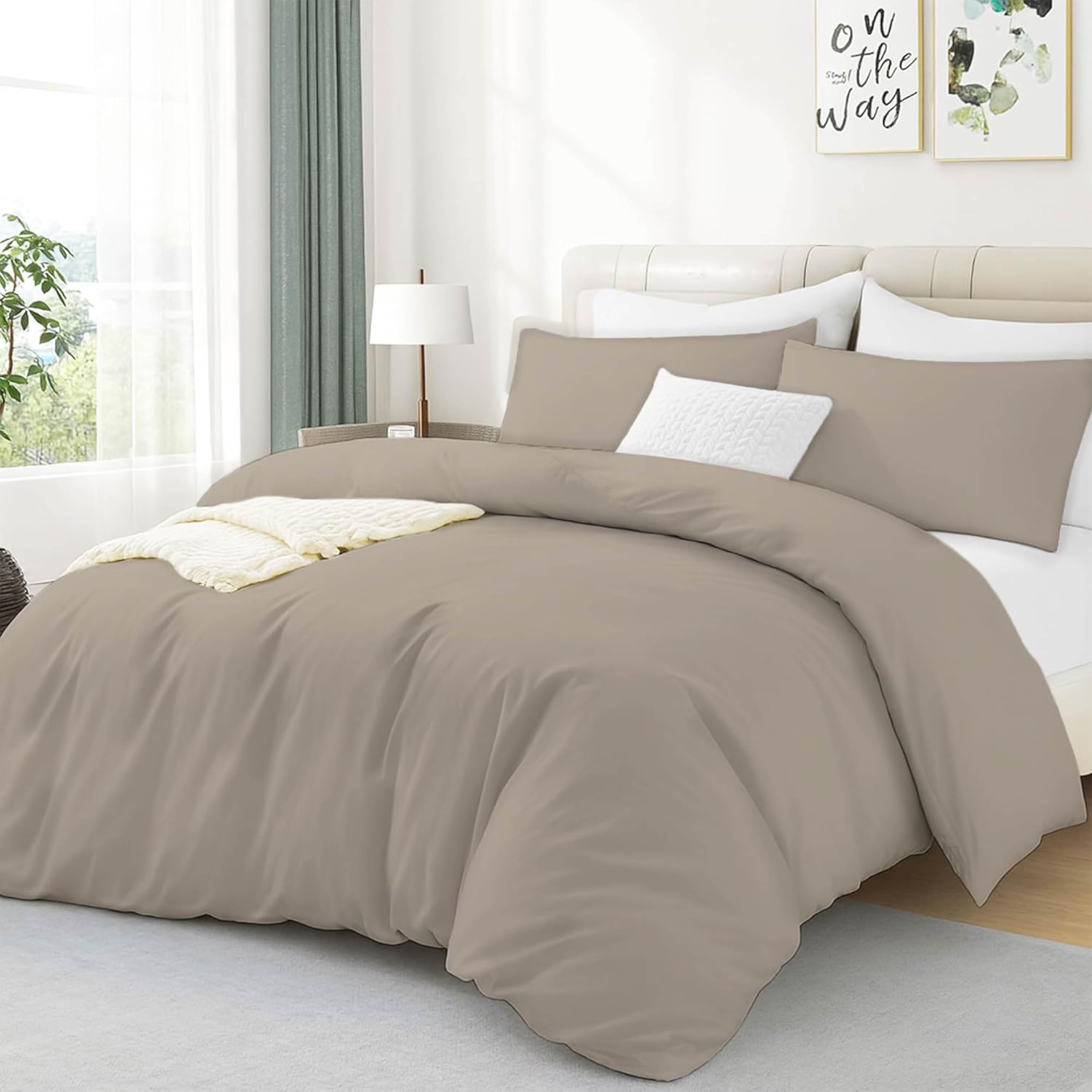 Microfiber Super King Duvet Cover Set 2 Pillowcases (220x260)cm Sand