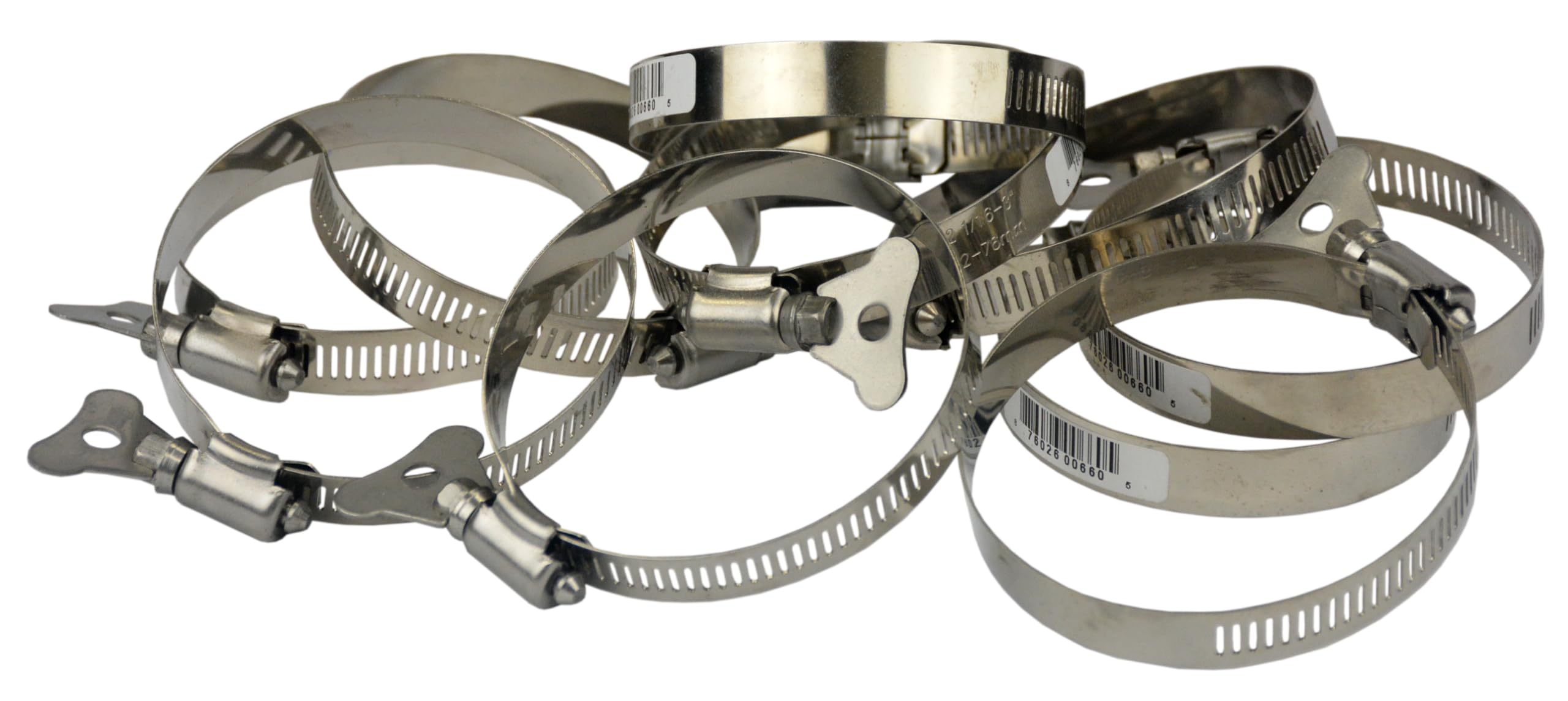 Pro Tie 33104 SAE Size 40 Range 2-1/16-Inch-3-Inch SS Turn Key All Stainless Hose Clamp, 10-Pack