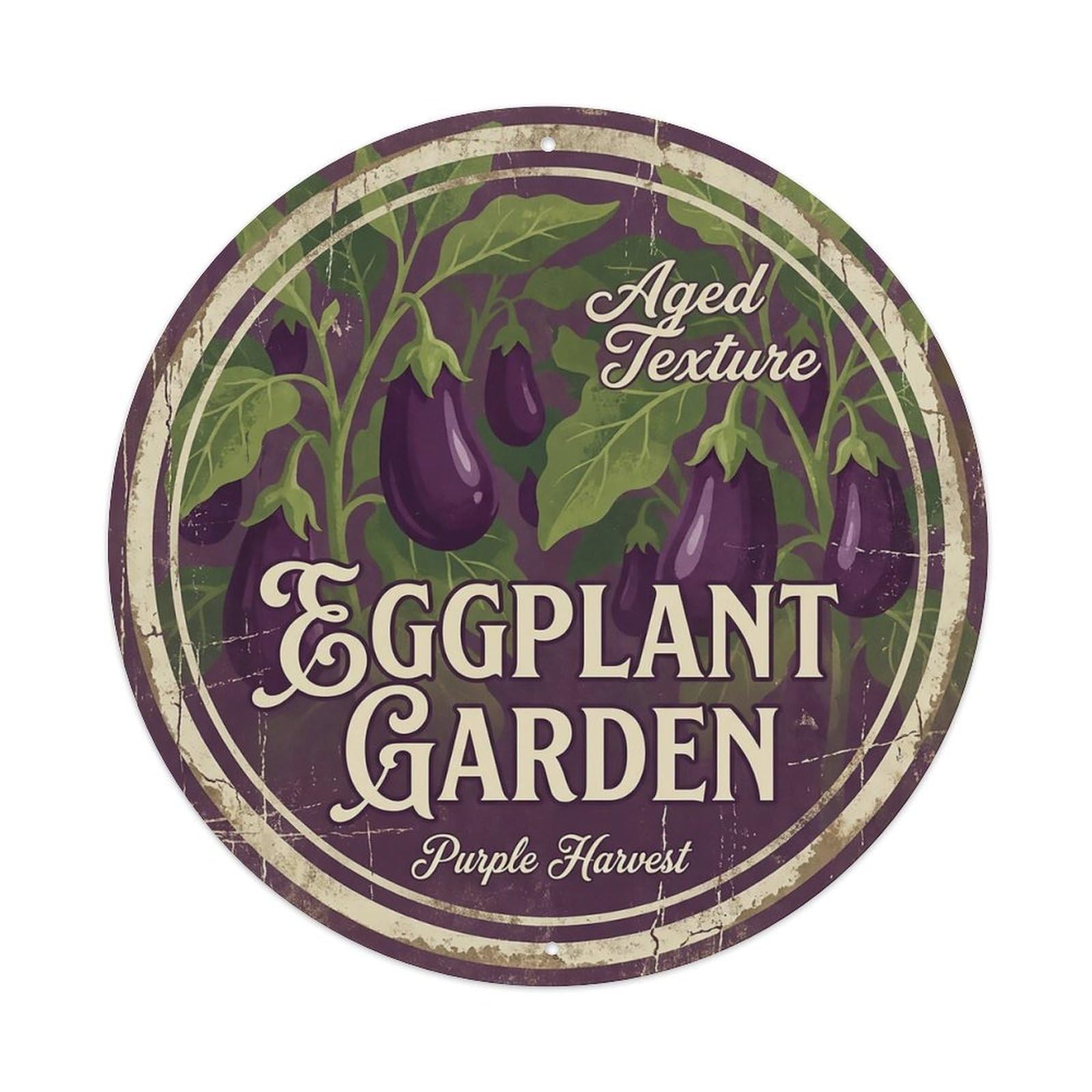Cxhjca 8X8inch(20X20cm) Vintage Cottagecore Garden Eggplant Purple Glossy Metal Tin Sign