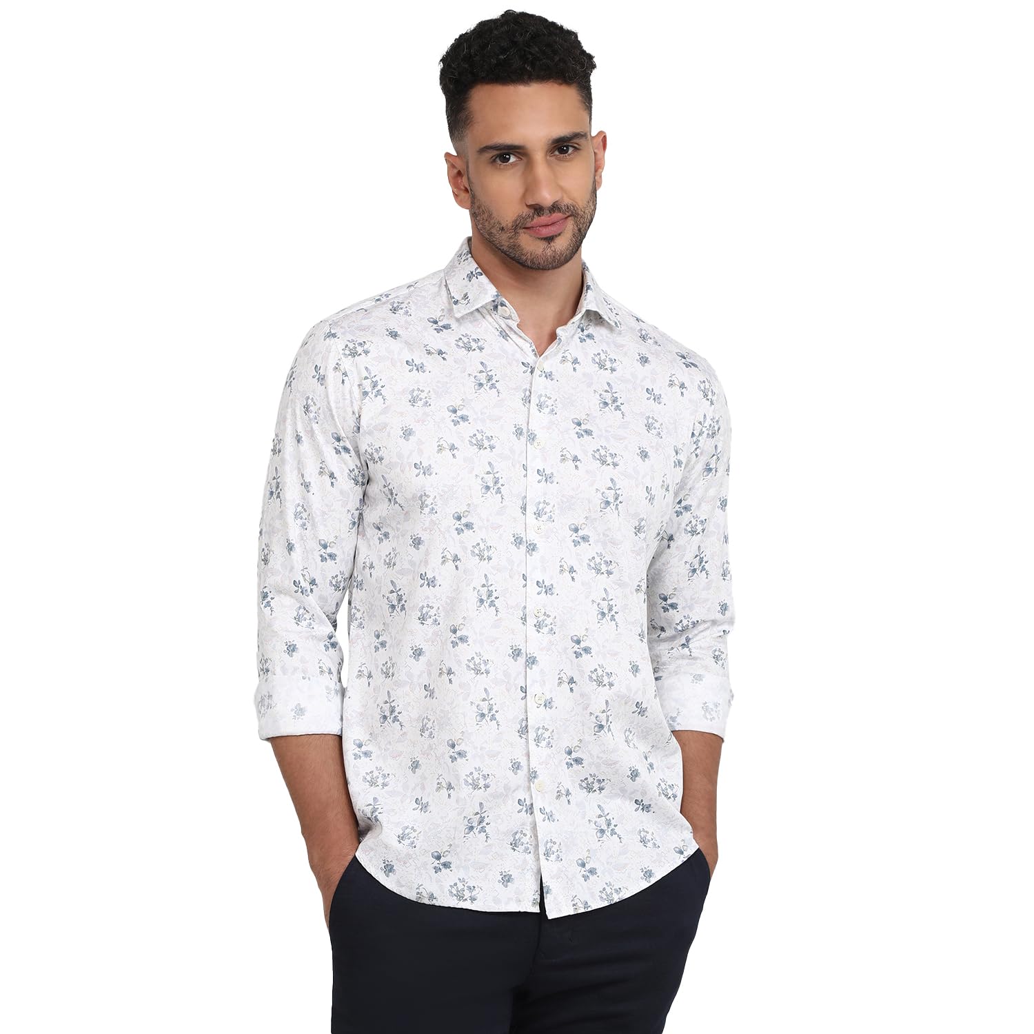 park avenue Men Slim Fit Print Pattern Pure Cotton Semi Cutaway Collar Full Sleeve Casual Shirt-picture-41