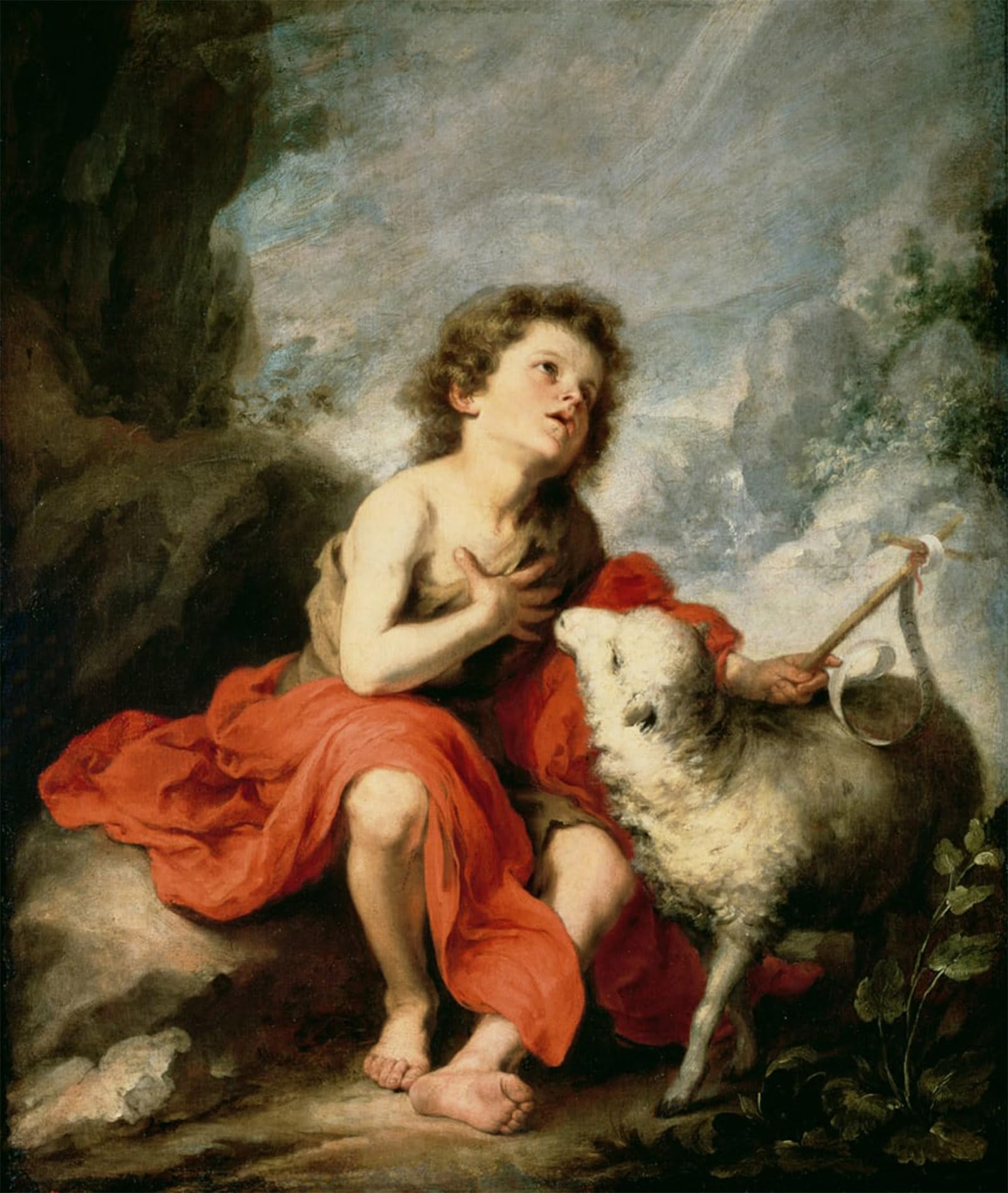 HRJUBWREE Retro Picture Art Painting Wall Poster St John the Baptist As a Child by Bartolomé Esteban Murillo Vintage Art Print for Office Decor 60x90cm