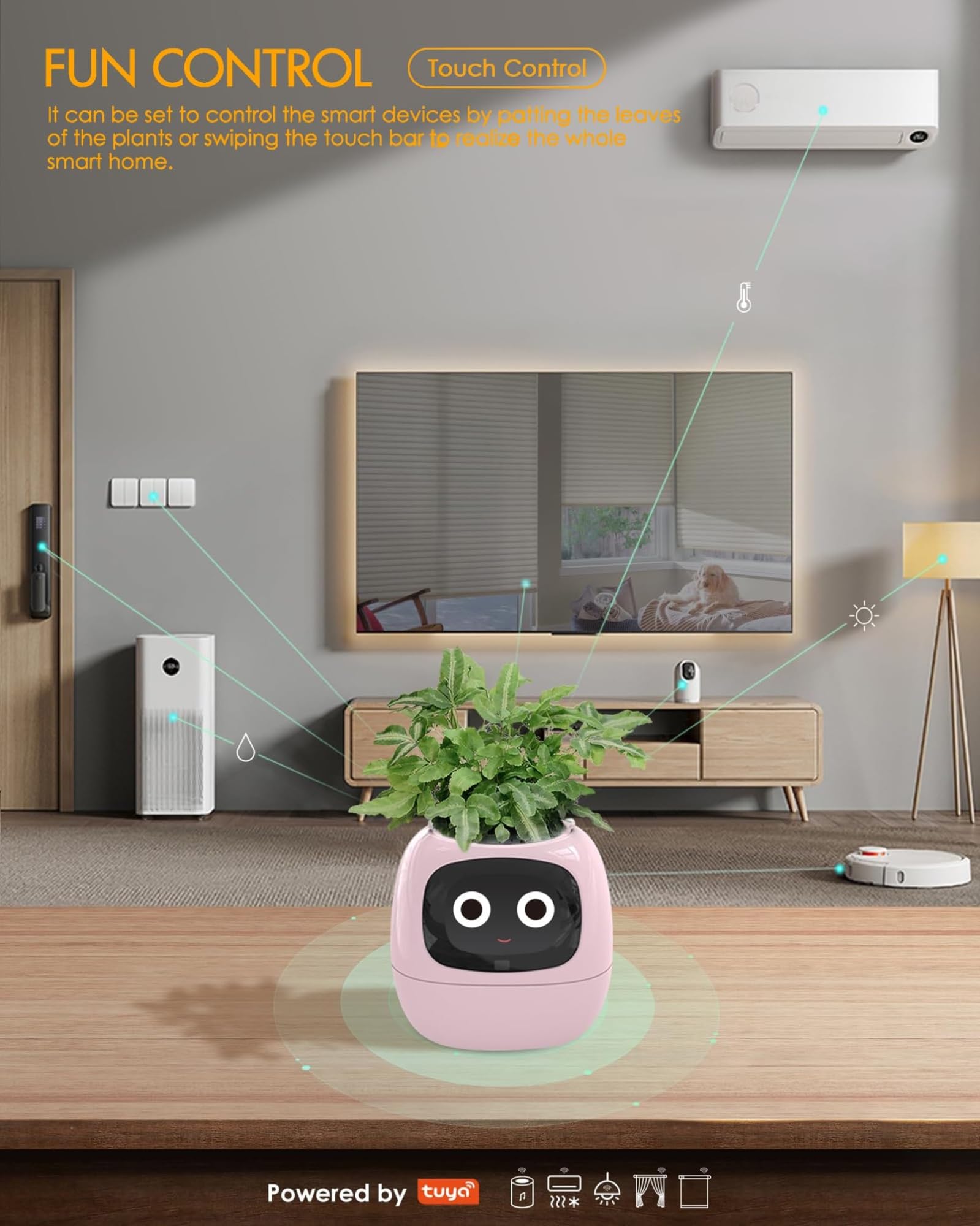Vaso intelligente per piante, con 7 sensori intelligenti, chip AI, display LCD e controllo APP per casa e giardino