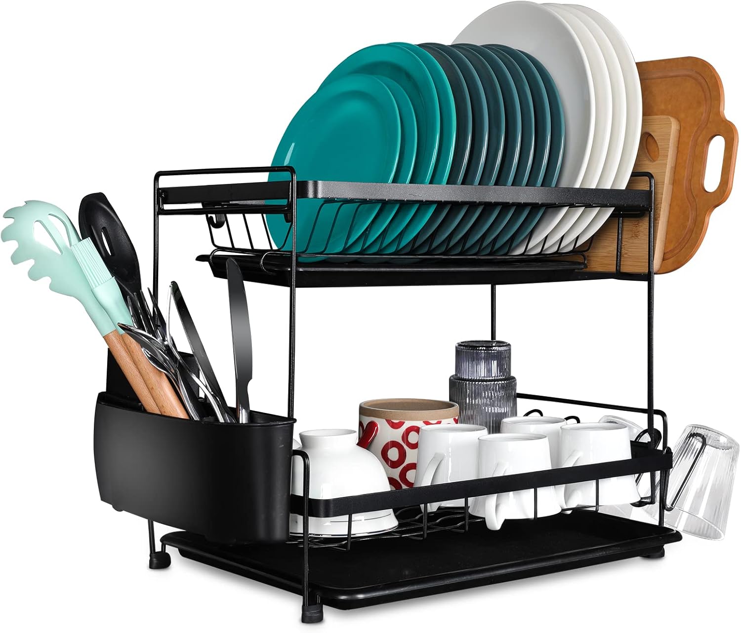 MASTERTOP Dish Drying Rack, 2Tier Dish Drainer (44 x 16 x 31cm) with
