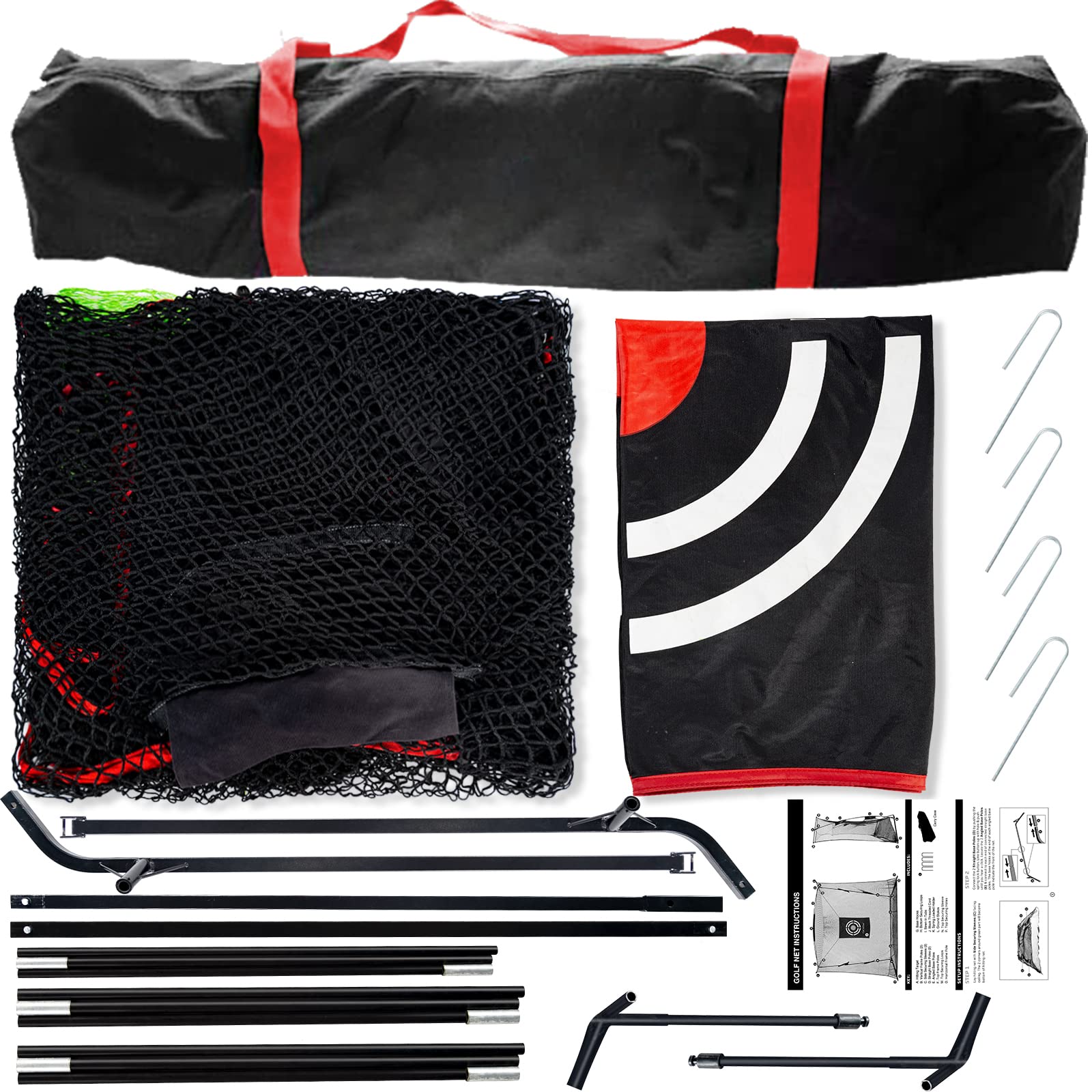 Kapler Red de golf de 3 x 0,9 x 2,4 m, red de golf de alta calidad, red de golf, red de golf para interiores y exteriores, red de práctica de golf, instalación rápida, con bolsa de transporte y tela de objetivo