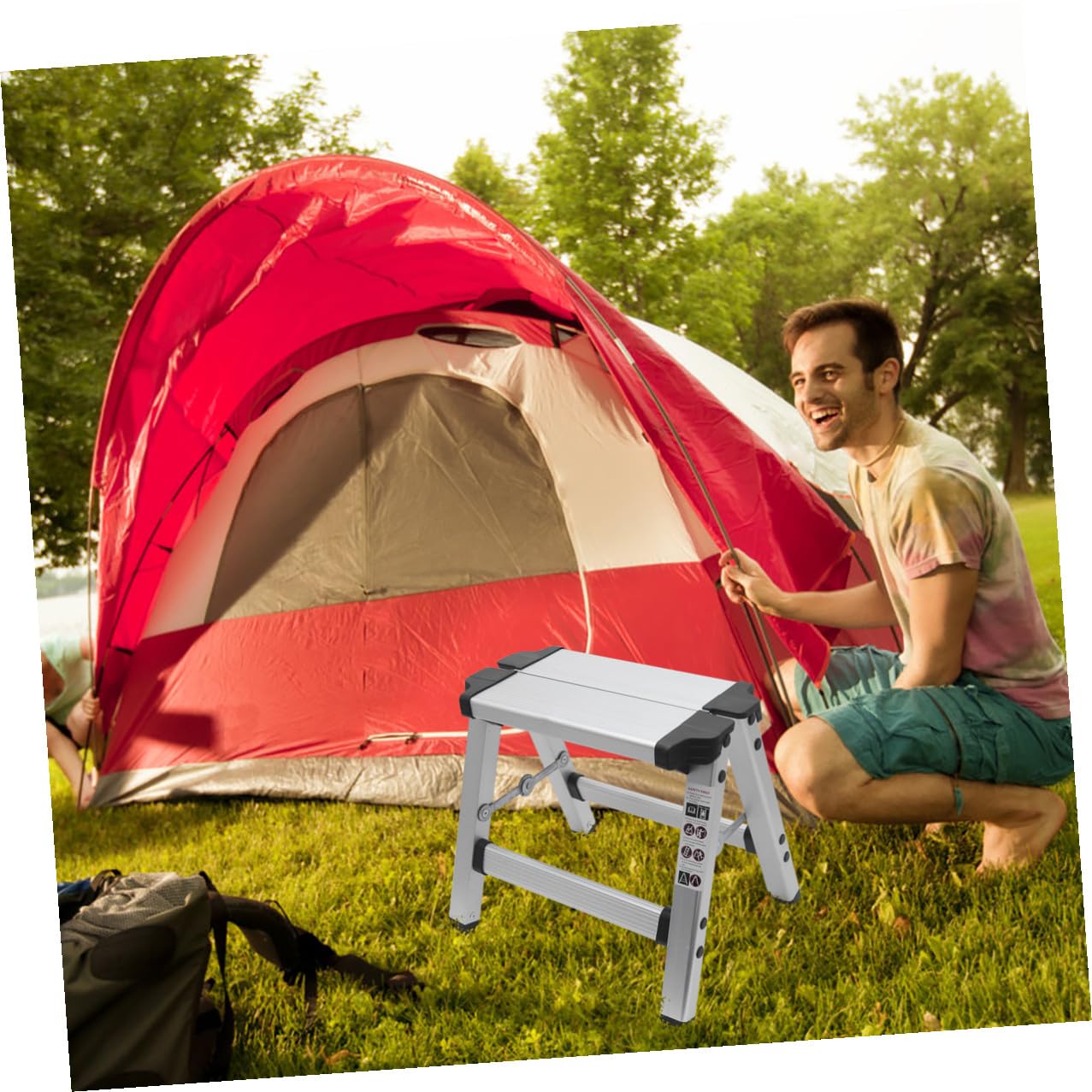 GALPADA Sgabello Pieghevole in Lega di Alluminio Portatile, Sedile da Trekking Leggero e Stabile, Sedia da Pesca Multifunzione per Campeggio e Uso Domestico