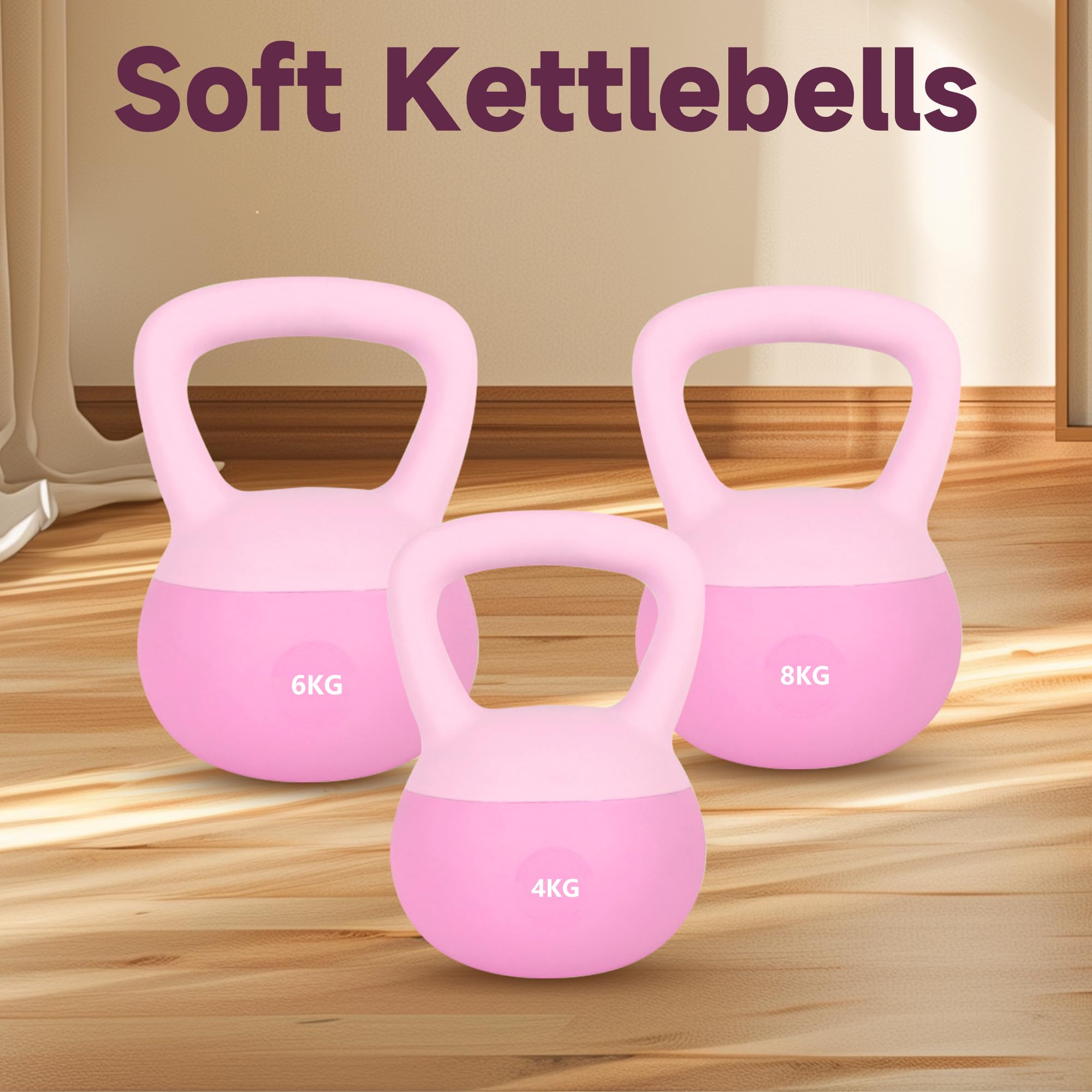 Leikefitness Weiches Kugelhantel-Set – rutschfeste Kugelhanteln für das Training zu Hause – Stärke und Sicherheit garantiert (Pink, 6kg)