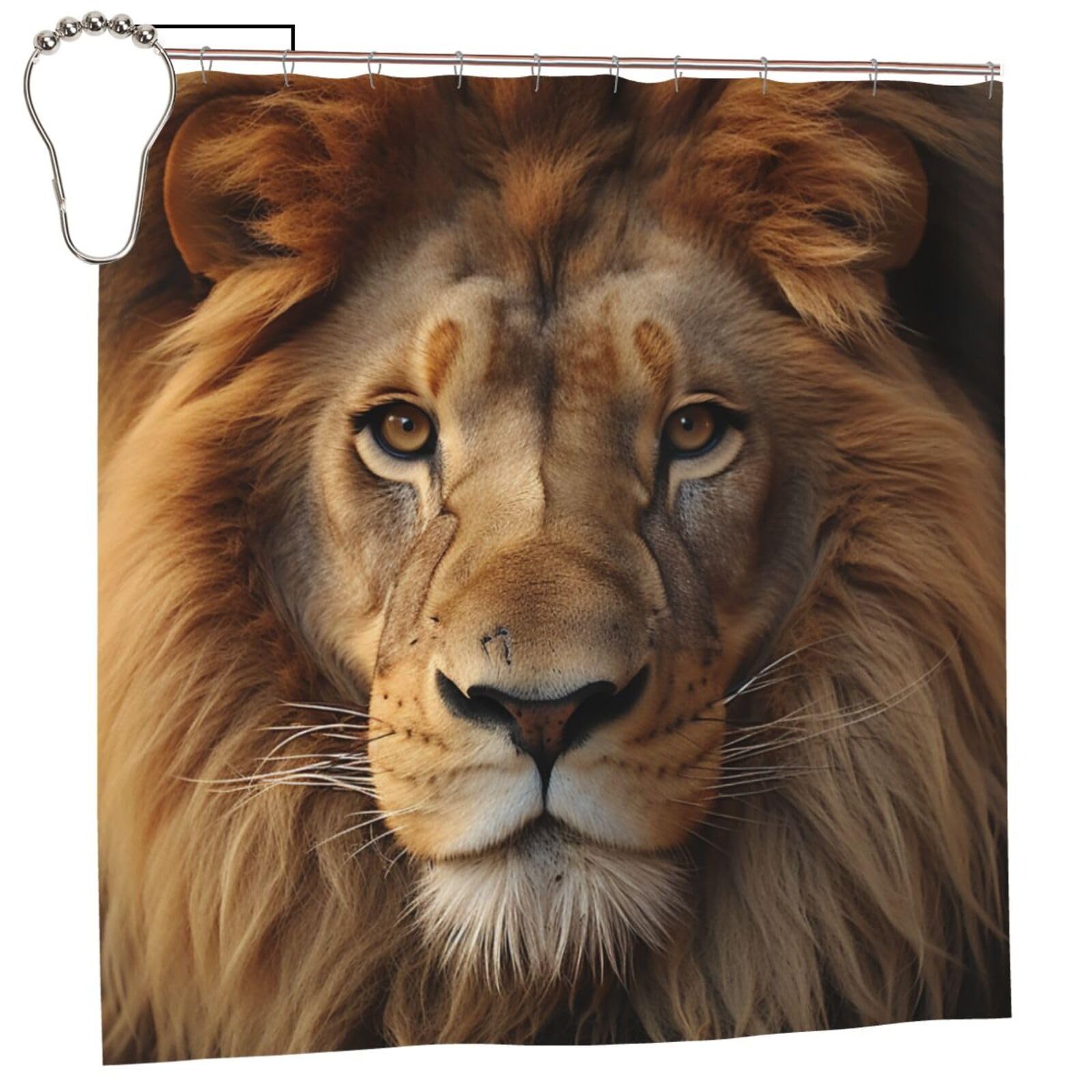 FodPand African Lion Head Shower Curtain 70"x70" Waterproof Long Bathroom Curtain Heavy Duty Thick Cloth Bath Curtain Set with Hooks, Modern Abstract Art Pattern Bathroom Shower Curtains