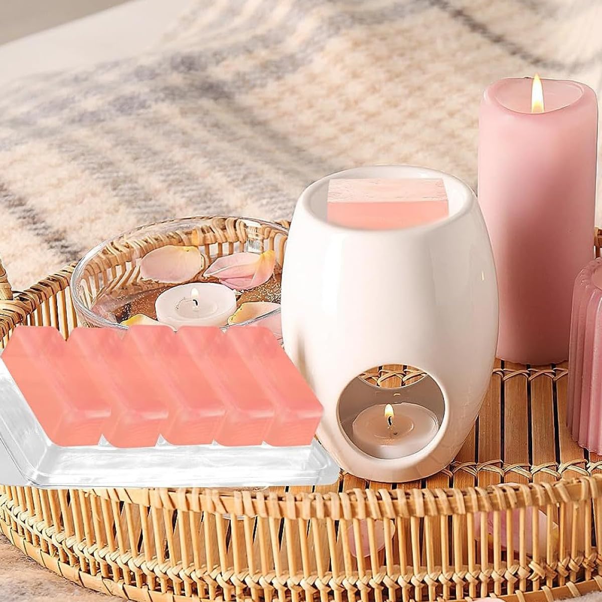 Moldes para Derretir Cera Transparente de 5 Compartimentos, Recipientes Vacíos de PC para Hacer Velas DIY en Casa Diseño Multi-rejilla, Pack de 100 Unidades