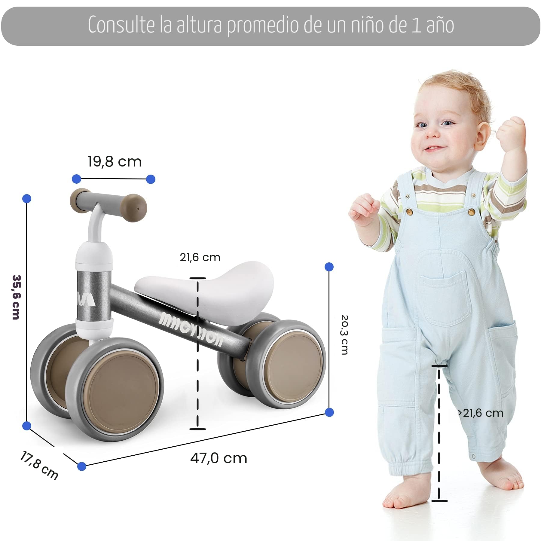 VITONIS Bicicleta sin Pedales para niños a Partir de 1 año de Equilibrio, Juguetes Bebes 1 Año, Bici Bebe con 4 Ruedas para bebés de 10 a 24 Meses Niños y Niñas como Regalo