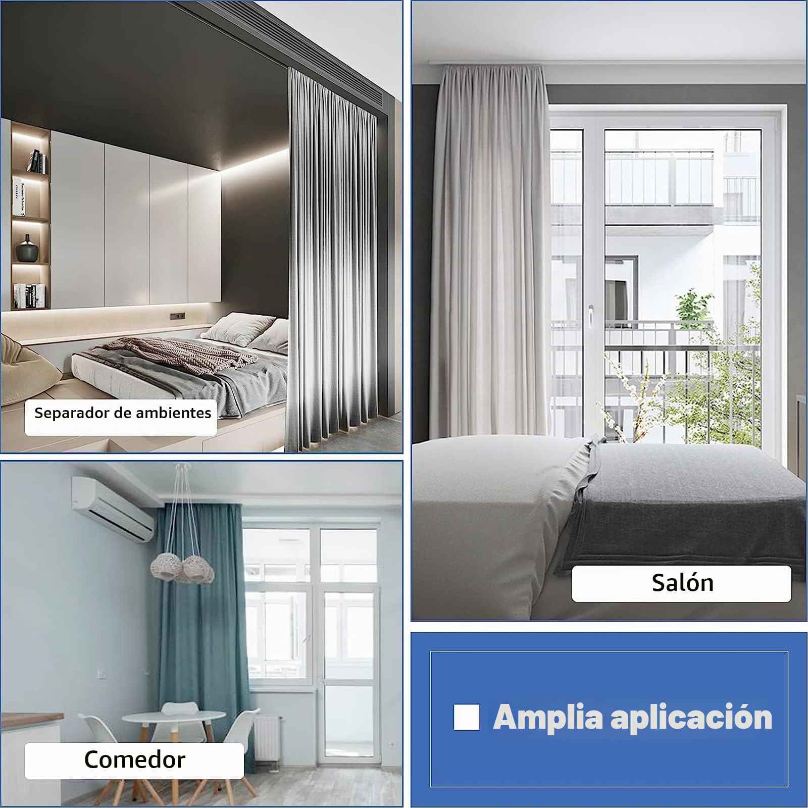 Riel De Cortina De Techo, Riel Doble para Cortina De 1M A 5M para Montaje En Pared, Barra Larga para Cortina De Ventana De Bahía Y Divisor De Habitaciones, Soluciones para La Privacidad