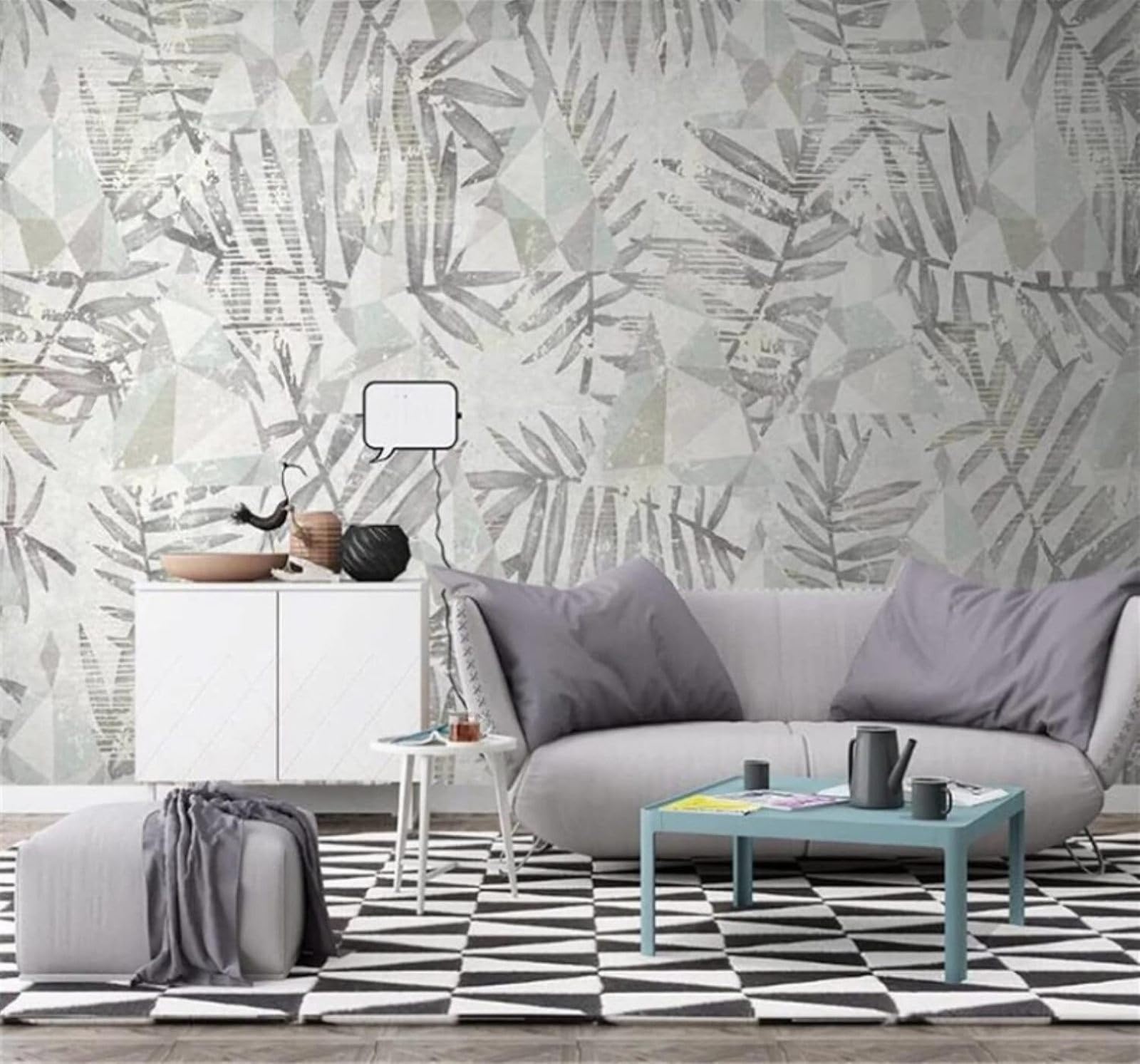 Retro Hand Drawn Plants Leaves Patterns 3D Wallpaper Easy Install Feature Office Living Room Sofa Bedroom TV Background Wall Decoration-200cm×140cm