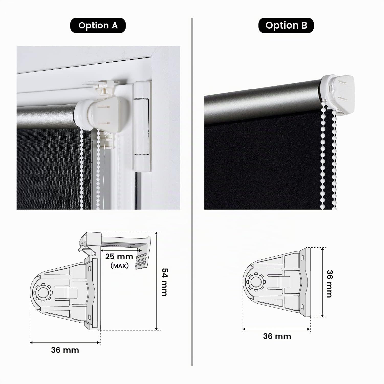STORESDECO - Verdunkelungsrollo Klemmfix ohne Bohren, Klemmrollo Blackout Thermo, Rollo Blickdicht einfache Montage, Ideal für Flügelfenster | Easy Fix Thermo, Schwarz, 150 cm x 180 cm