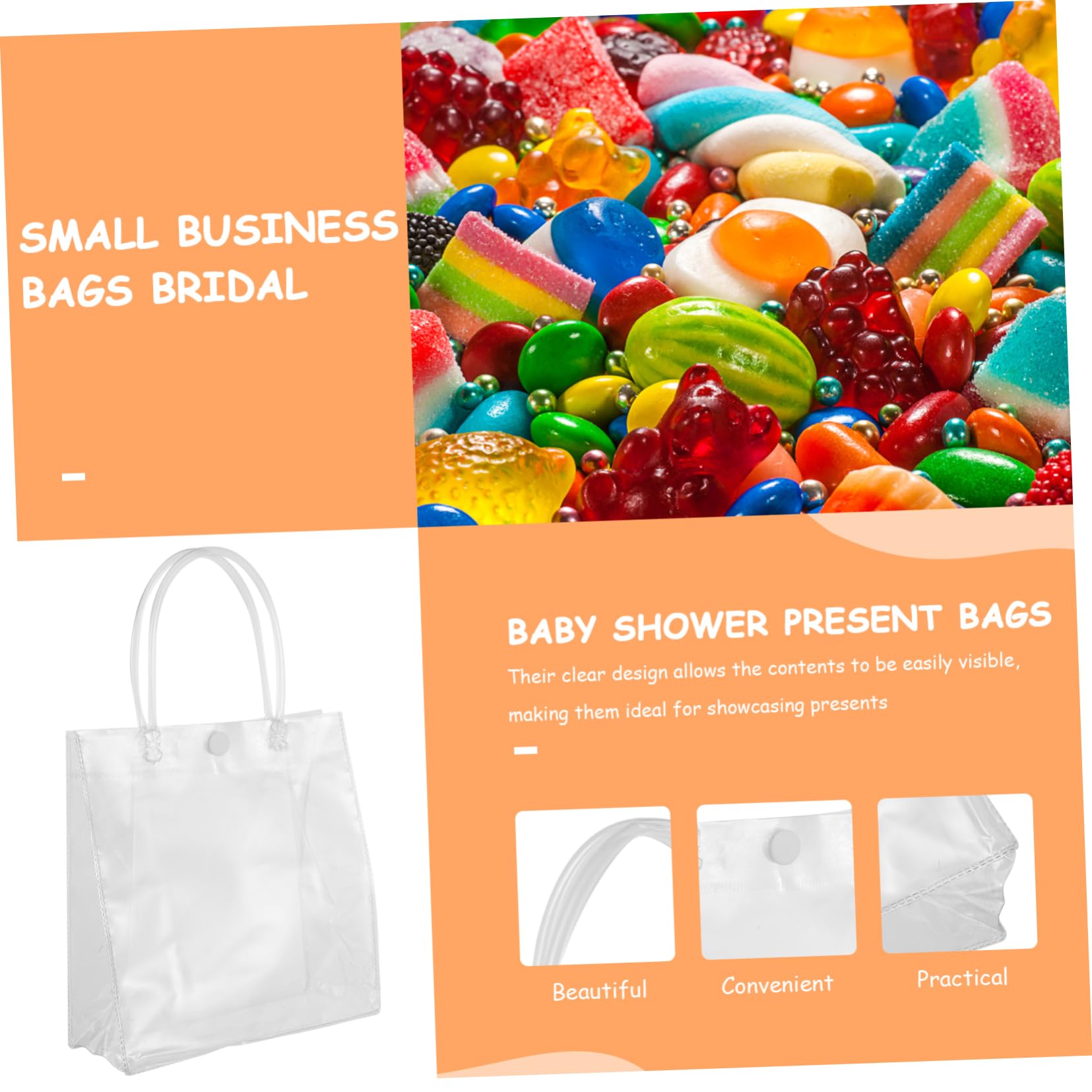Anneome 25 piezas Unidades Bolsas Transparentes con Asas de PVC Reutilizables para Bodas Fiestas y Bolsas de Plástico Claras para y Embalaje