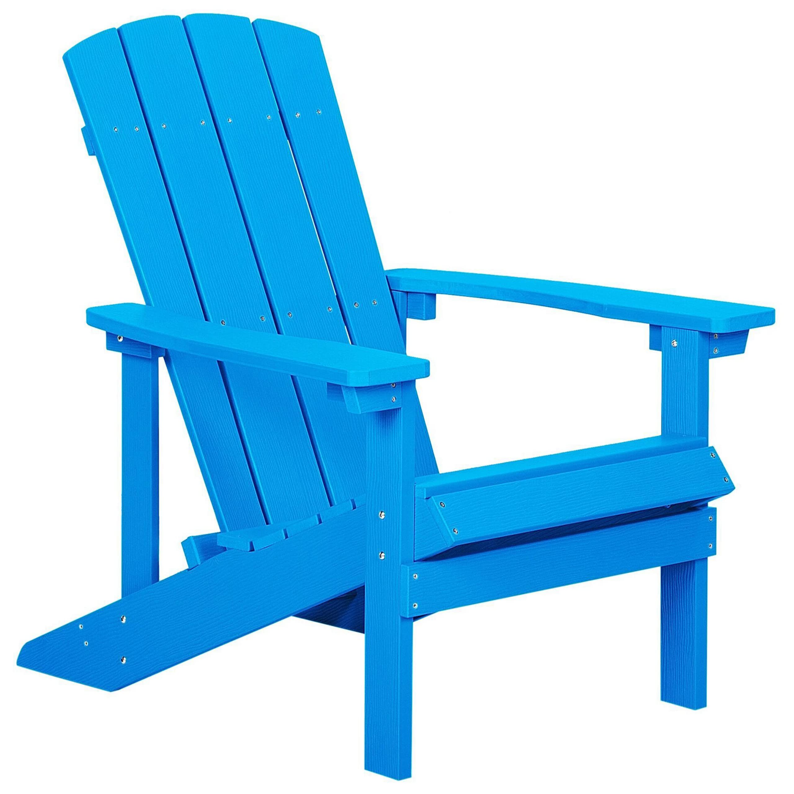 Moderner Muskoka Gartenstuhl Kunstholz Blau mit Hocker Armlehnen Adirondack