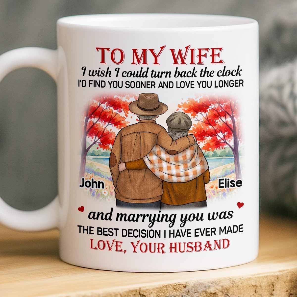 DOPTIKA Custom Mug Personalized Anniversary Wedding Gifts For Husband And Wife Him And Her To My Wife I
