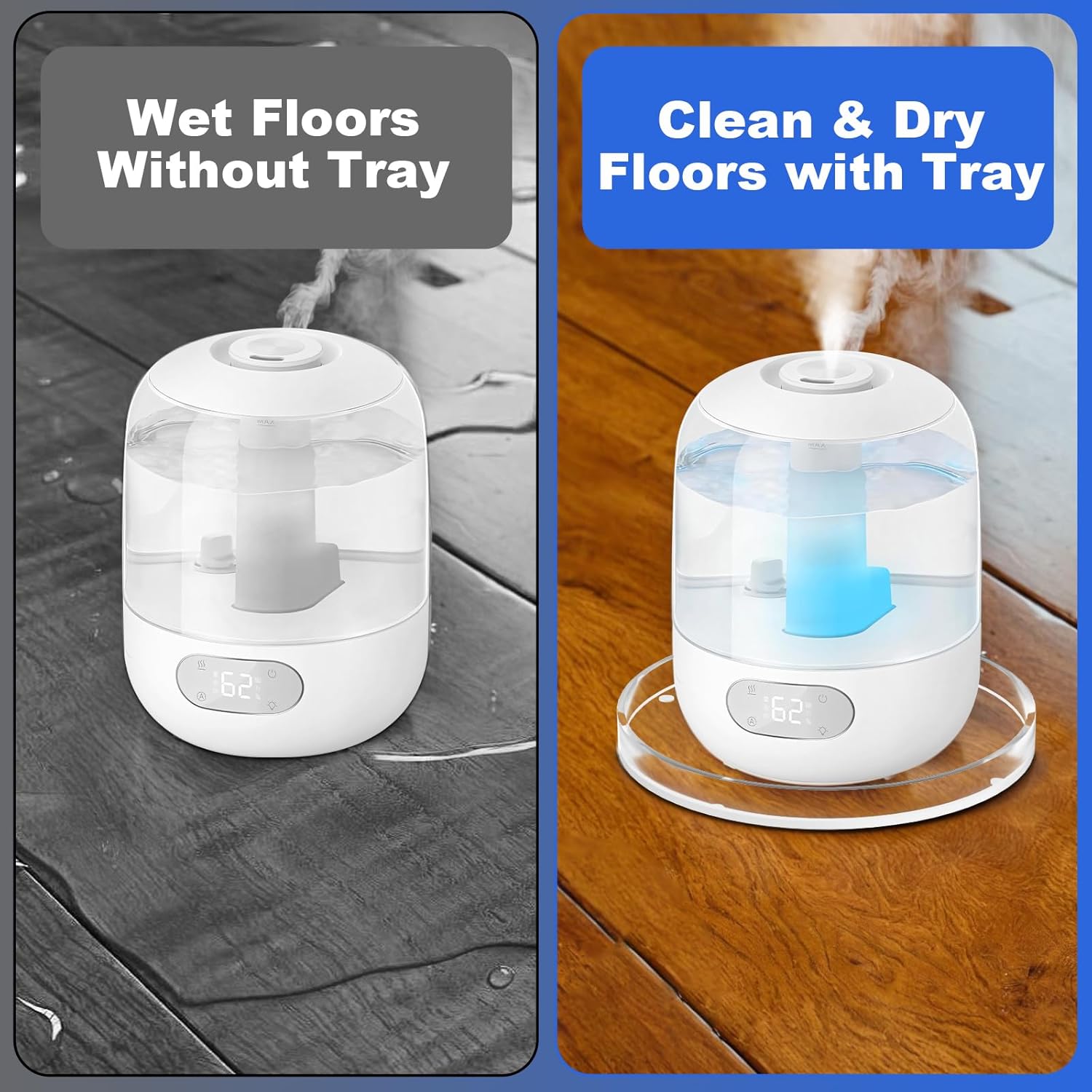 Acrylic Humidifiers Tray for Dreo 3L Top Fill 30H Humidifiers Tank, Leak-Proof Tray for LEVOIT Air Purifier Core 200S-P, Moisture-Proof Humidifier Tray Floor（Not Include Humidifier） (Clear, 3L)