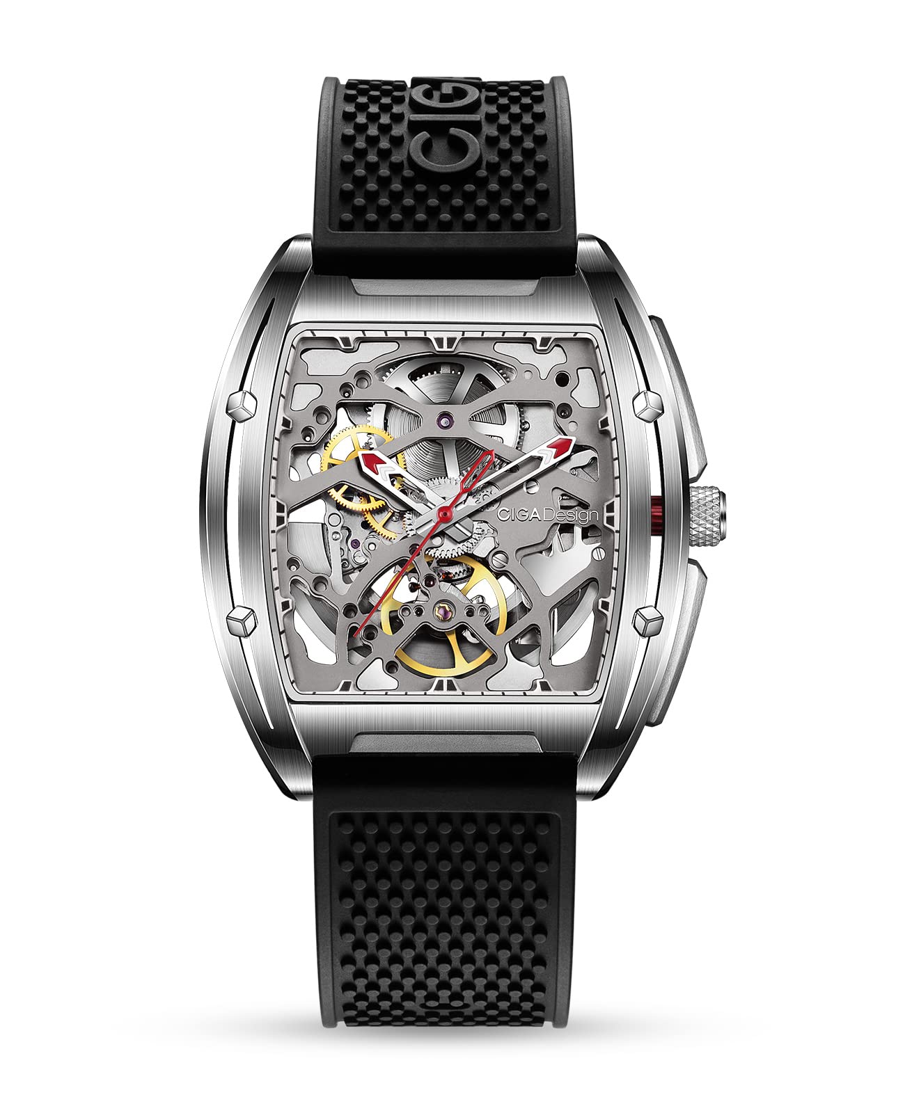 CIGA Design Orologio Automatico Uomo - Z Series Orologio da Polso Meccanico con Design Scheletro, Tonneau, Vetro Zaffiro con Cinturino in Pelle e Silicone