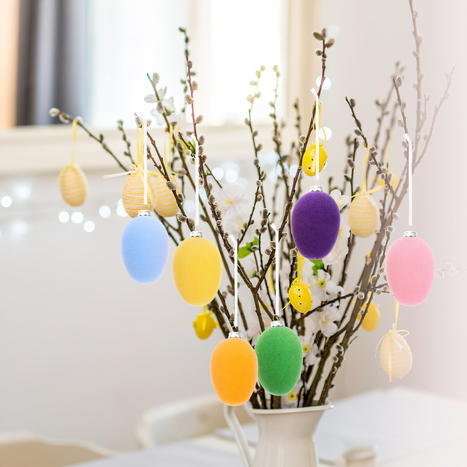 Toyvian 60 Stück Ostereier zum Aufhängen als Osterbaumdekoration mit
