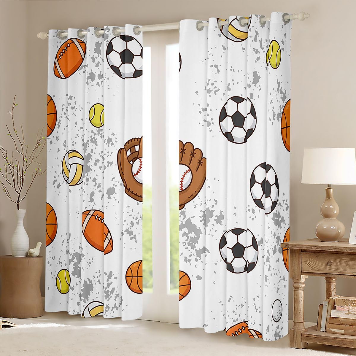 Loussiesd Calcio Sport Finestra Trattamenti, 2 Pannelli W46*L54