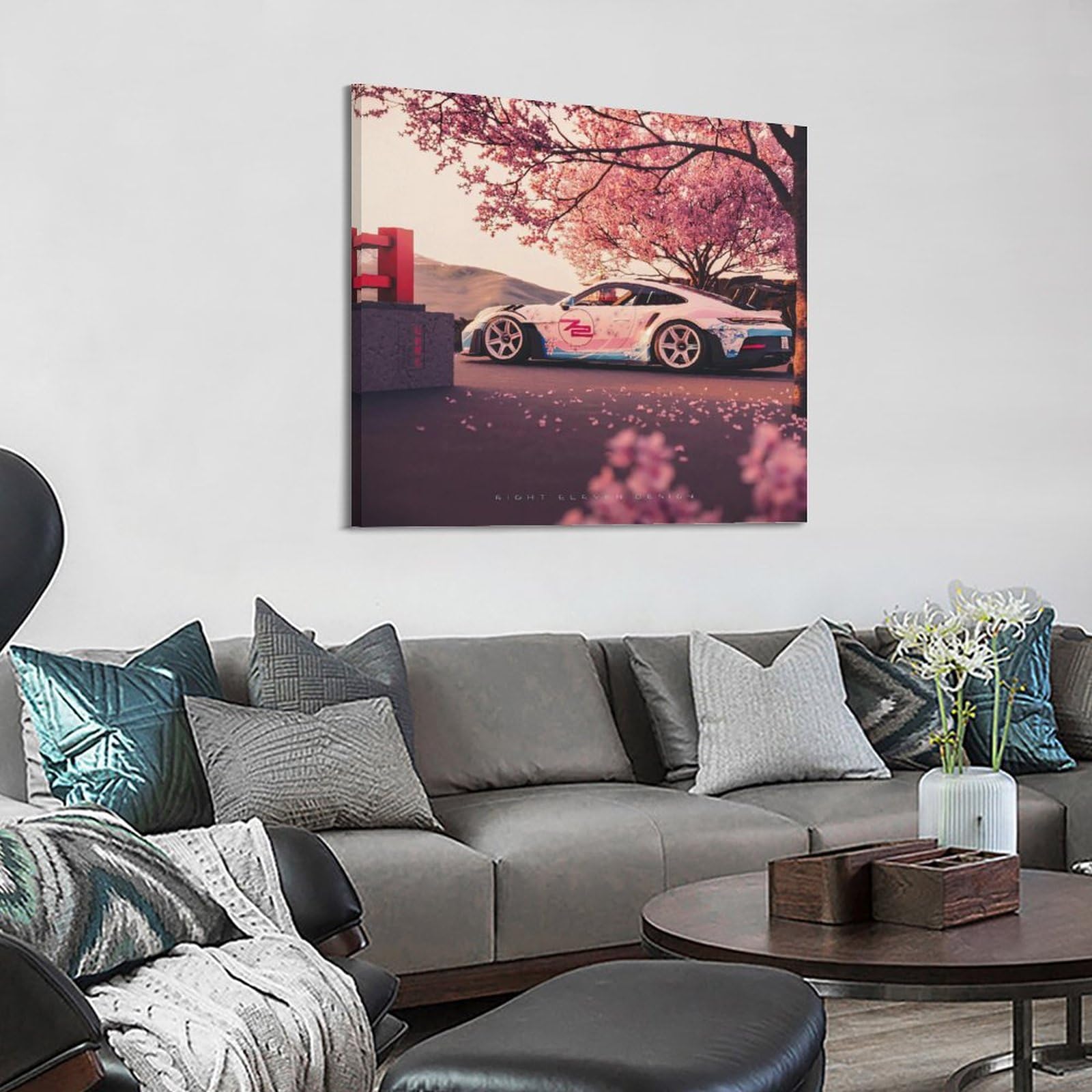 JTLFXY Italian Sports Car Poster Roma Blue Coupe Super