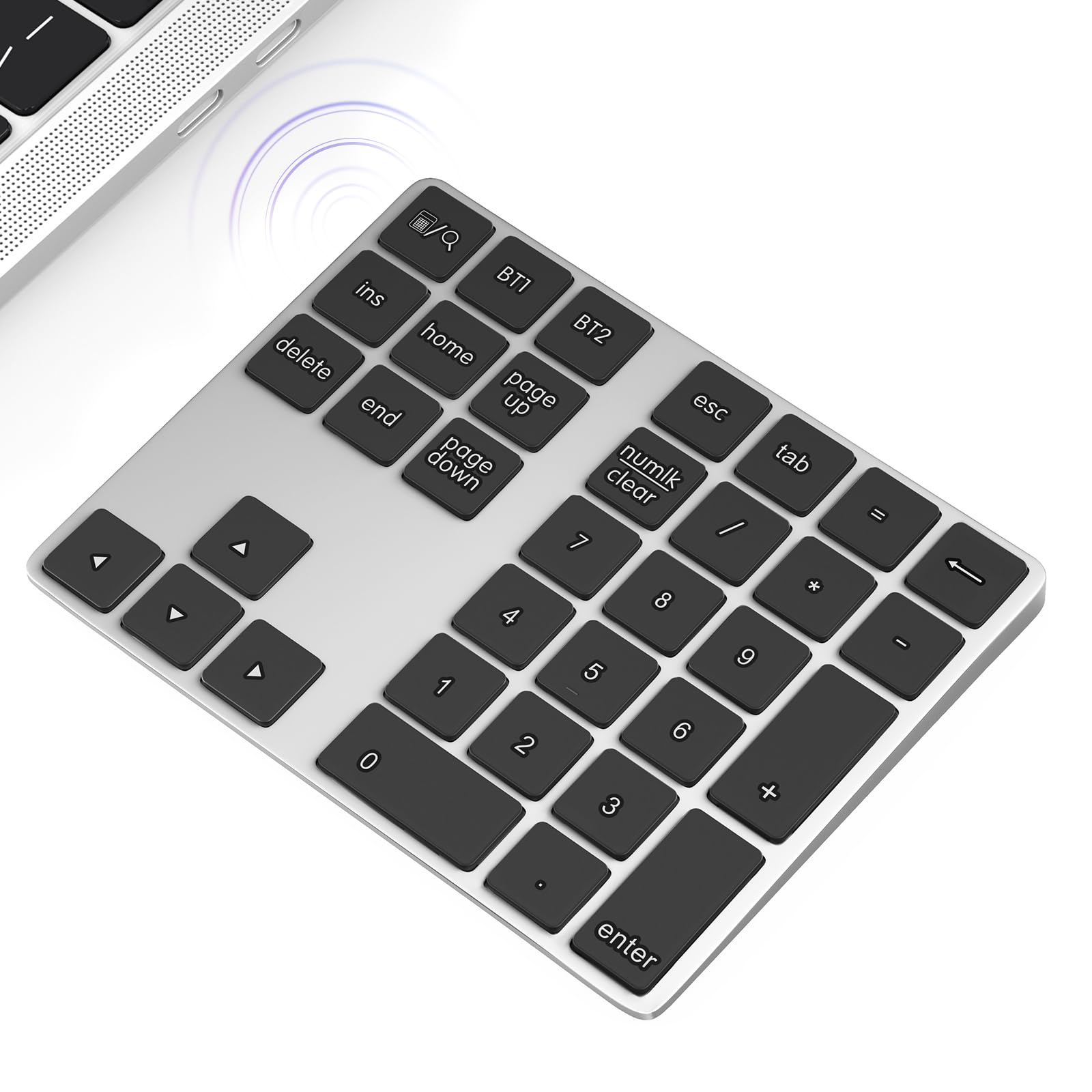 foloda bluetooth number pad for laptop, wireless number keypad, rechargeable 10 key usb numeric keypad, numpad for laptop pc notebook