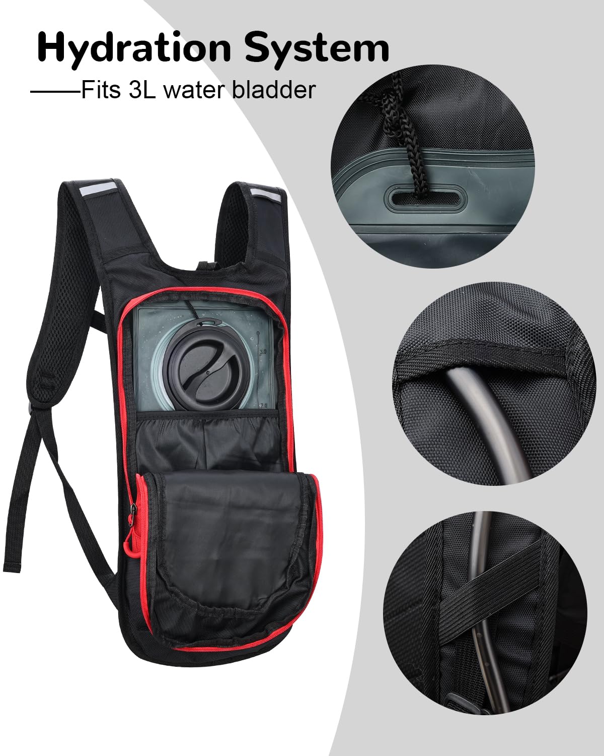 Zaino da ciclismo ultraleggero da uomo, 10 l, piccolo zaino per mountain bike, MTB, zaino da trekking, per ciclismo, sci, corsa, rosso