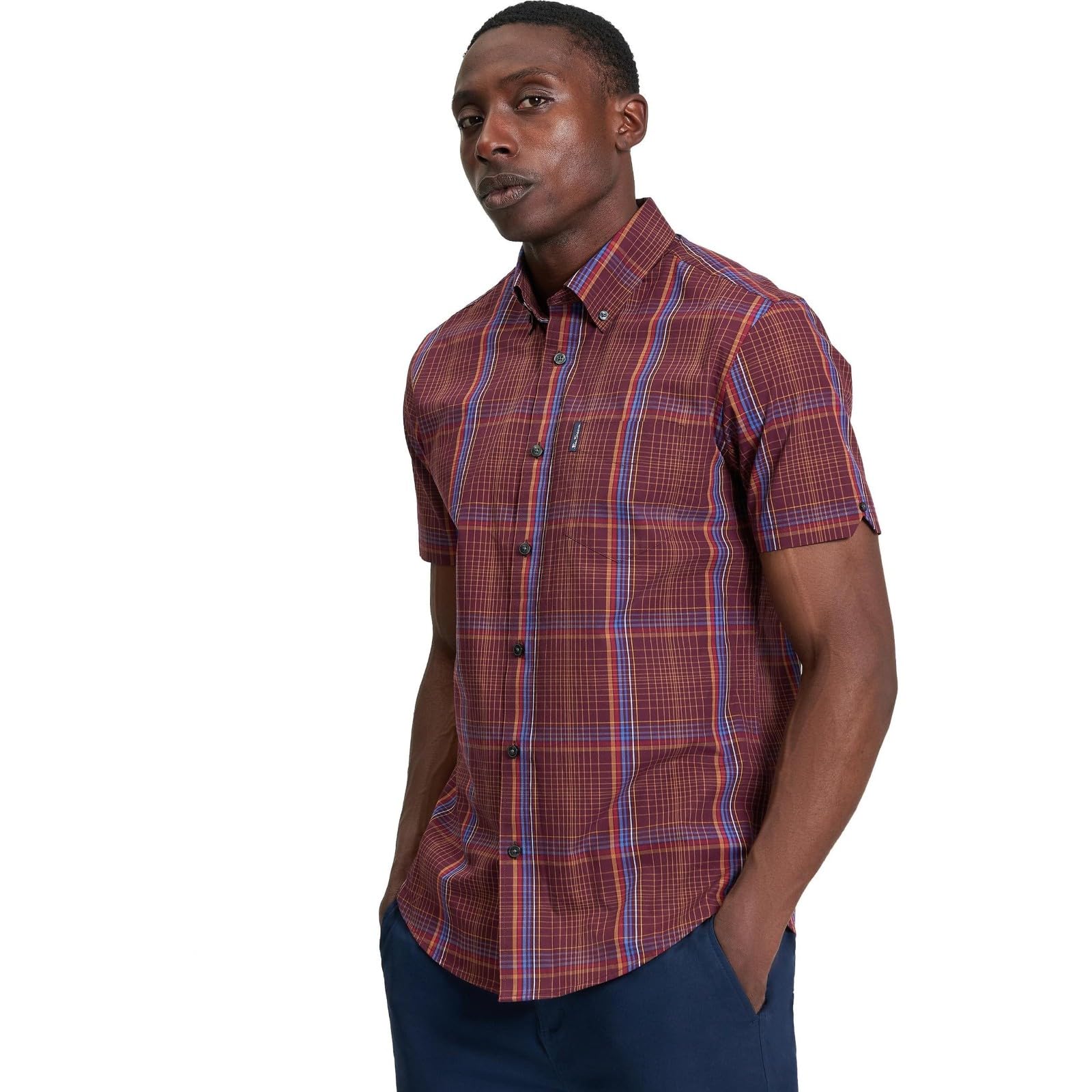 Ben Sherman Men's Dark Wine Checked Shirts (Uk, Alpha, 3XL, Regular, Regular, )