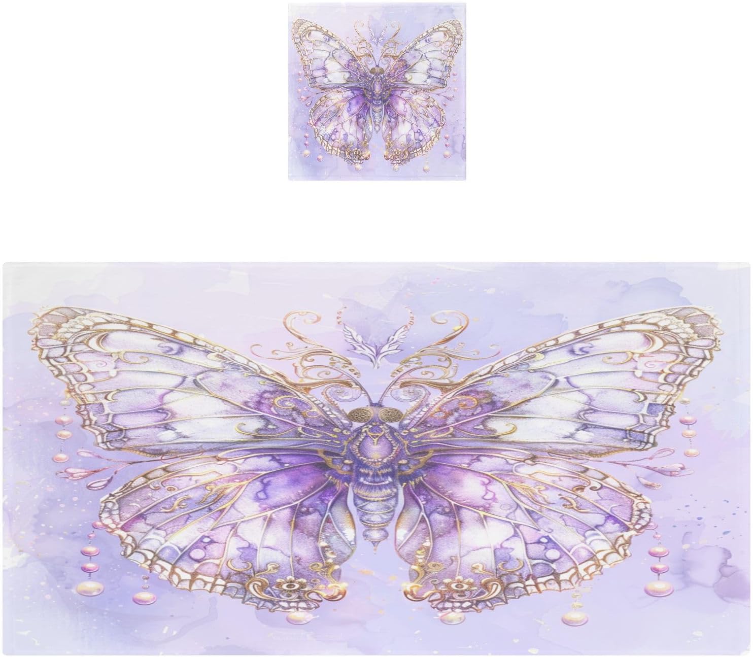 Hand Towels Premium Soft and Highly Absorbent Fantasy Purple Butterfly 2 Pcs Towels for Bathroom Set 100% Cotton Decorative Face Towels