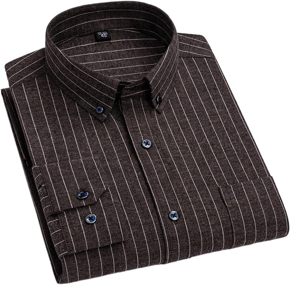 Long-Sleeved Slim Shirt Casual Plaid Button-Down for