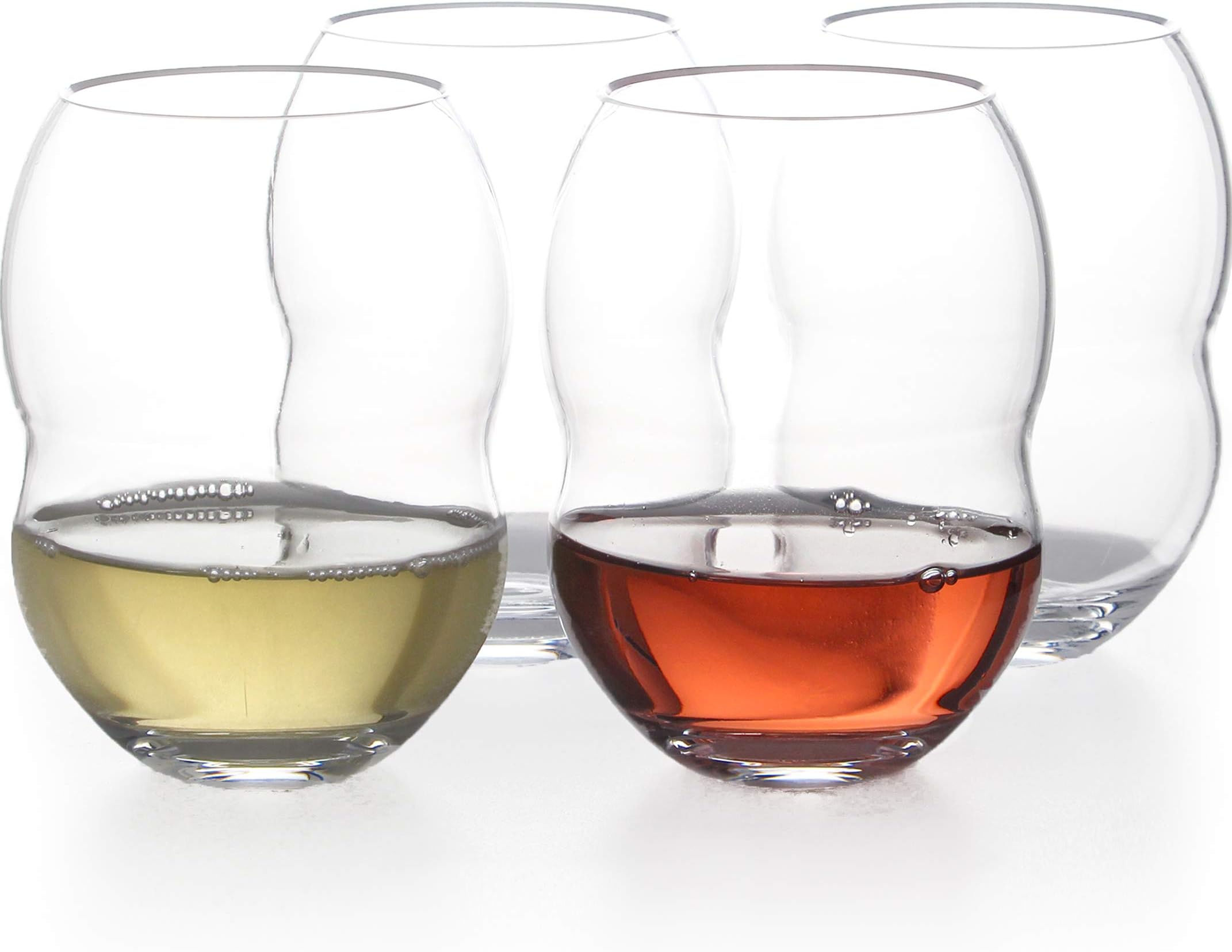 Unbreakable Plastic Stemless Wine Gl 18 oz - 100% Tritan - Proprietary Anti Slip Design - BPA Free, Dishwasher Safe, Shatterproof - Heavy Duty Base and Extra Thick Glassware Tumblers - Set of 4